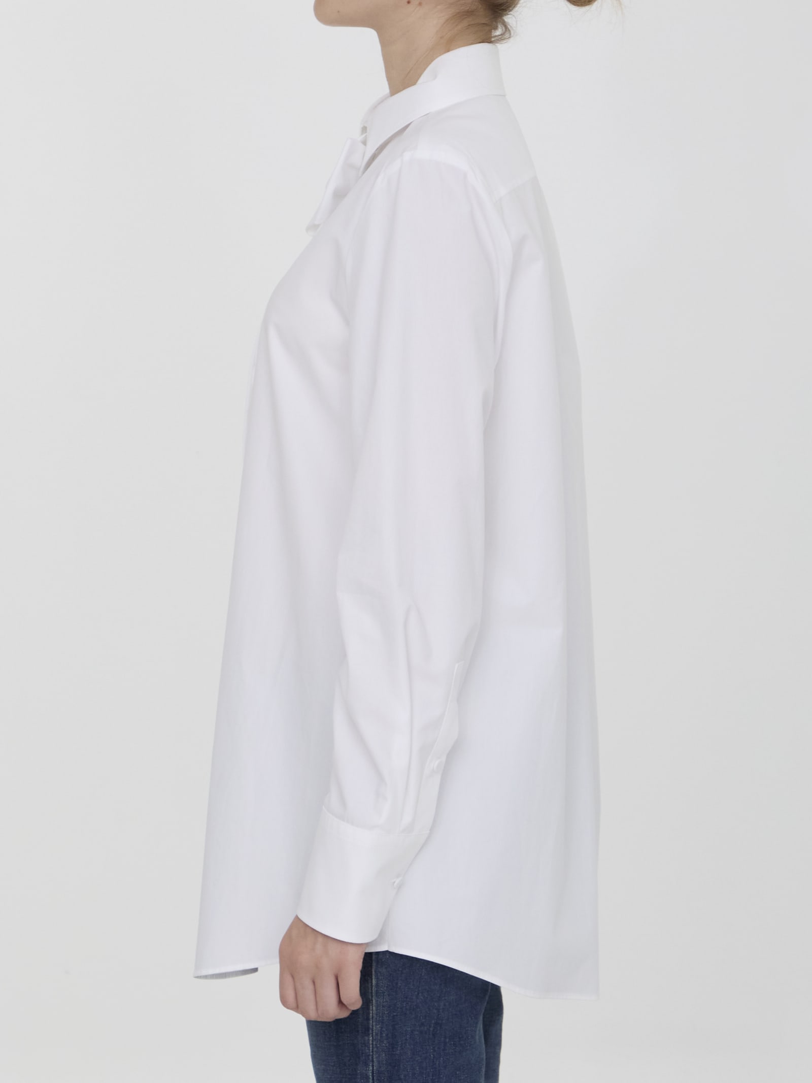 Shop Valentino Cotton Poplin Shirt In White