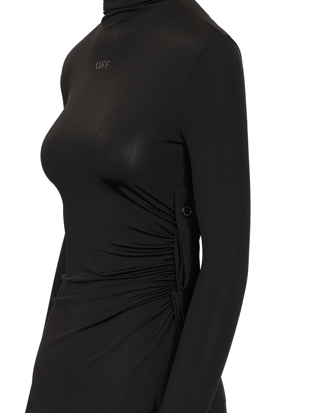 Off-white Long Sleeve Draped Top Tops Black In Black