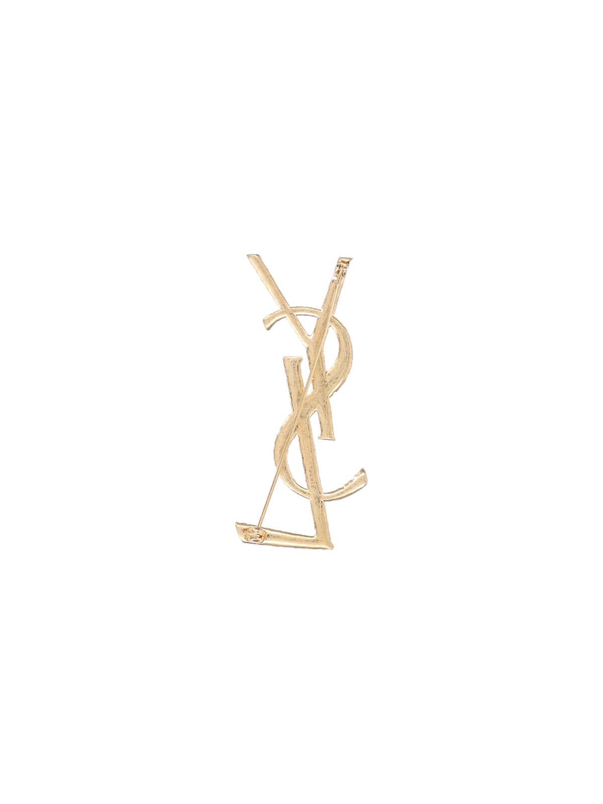 Shop Saint Laurent Opyum Pin In Golden