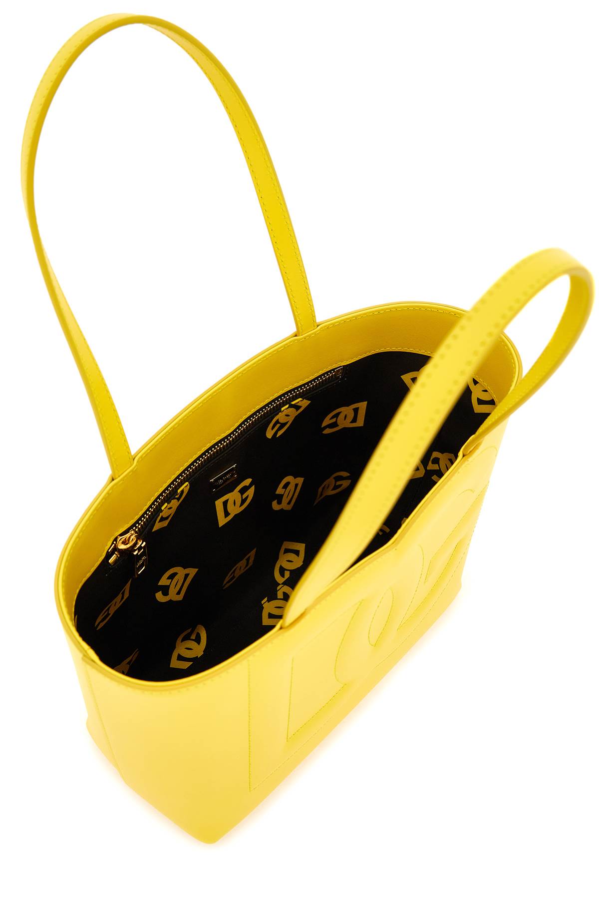 Shop Dolce & Gabbana Leather Tote Bag With Logo In Giallo Oro (yellow)