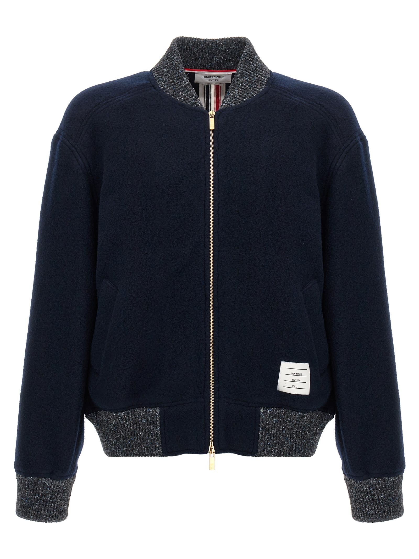 Shop Thom Browne Rwb Bomber Jacket In Blue