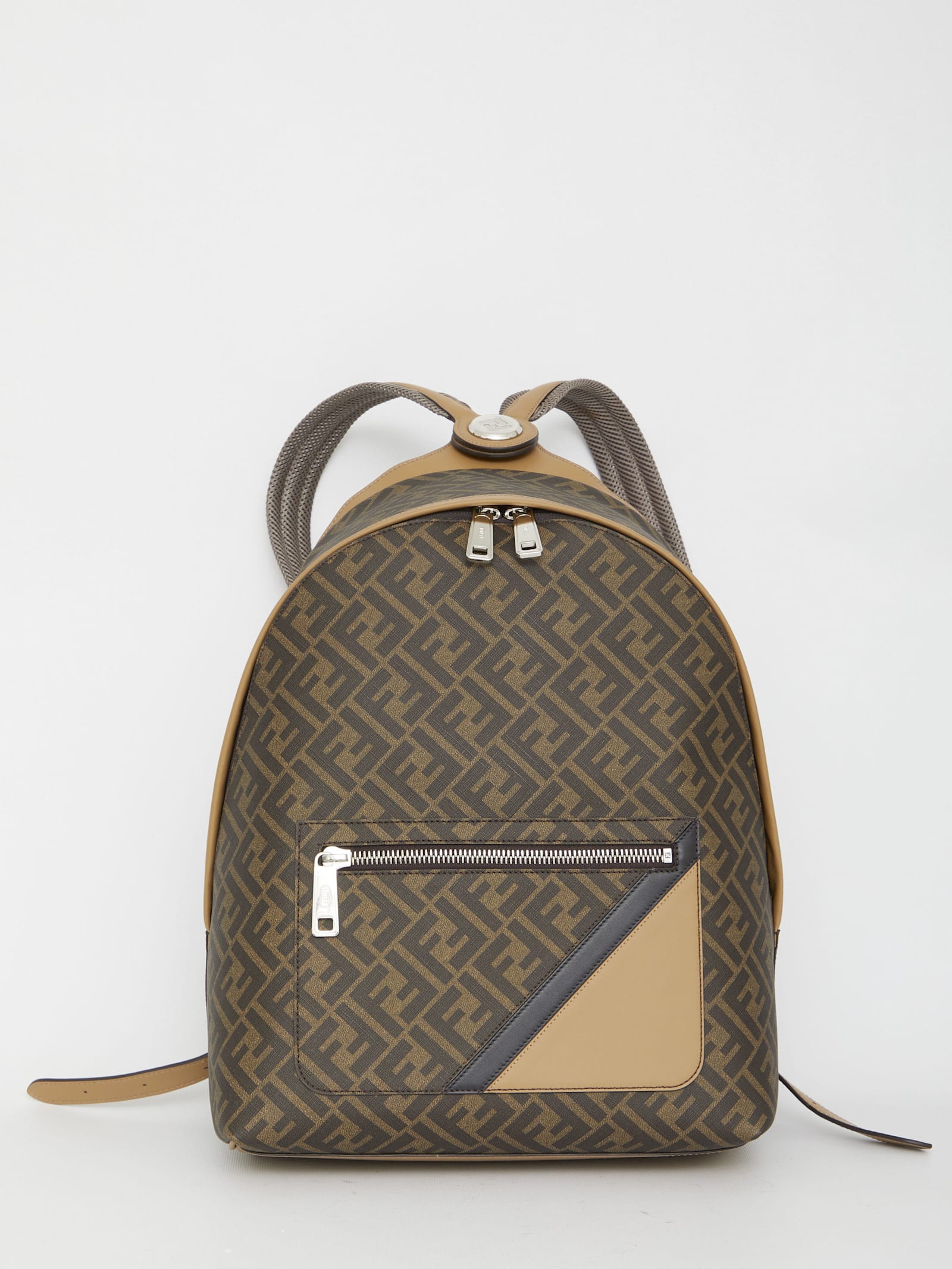 Shop Fendi Chiodo Medium Diagonal Backpack In Brown