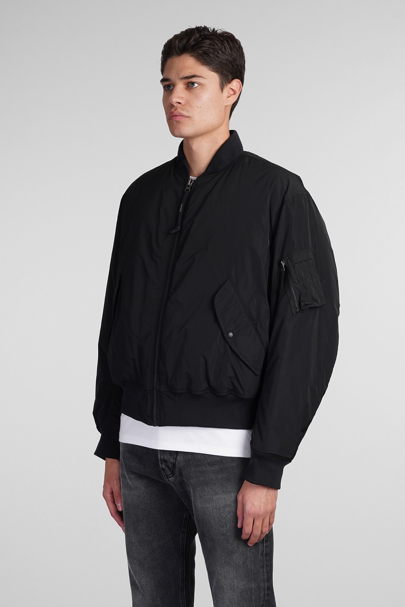 Shop Aspesi Gunner Ii Bomber In Black Polyester