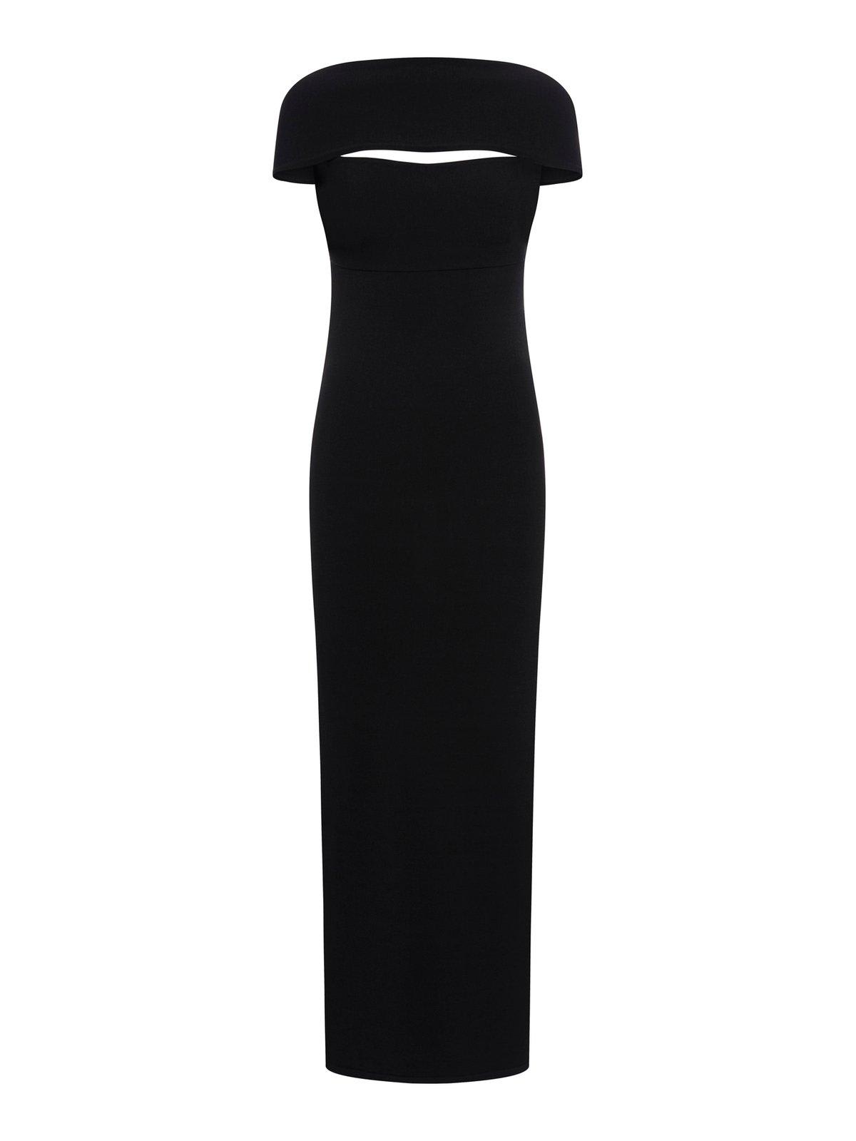Shop Totême Boat-neck Knitted Maxi Dress In Black