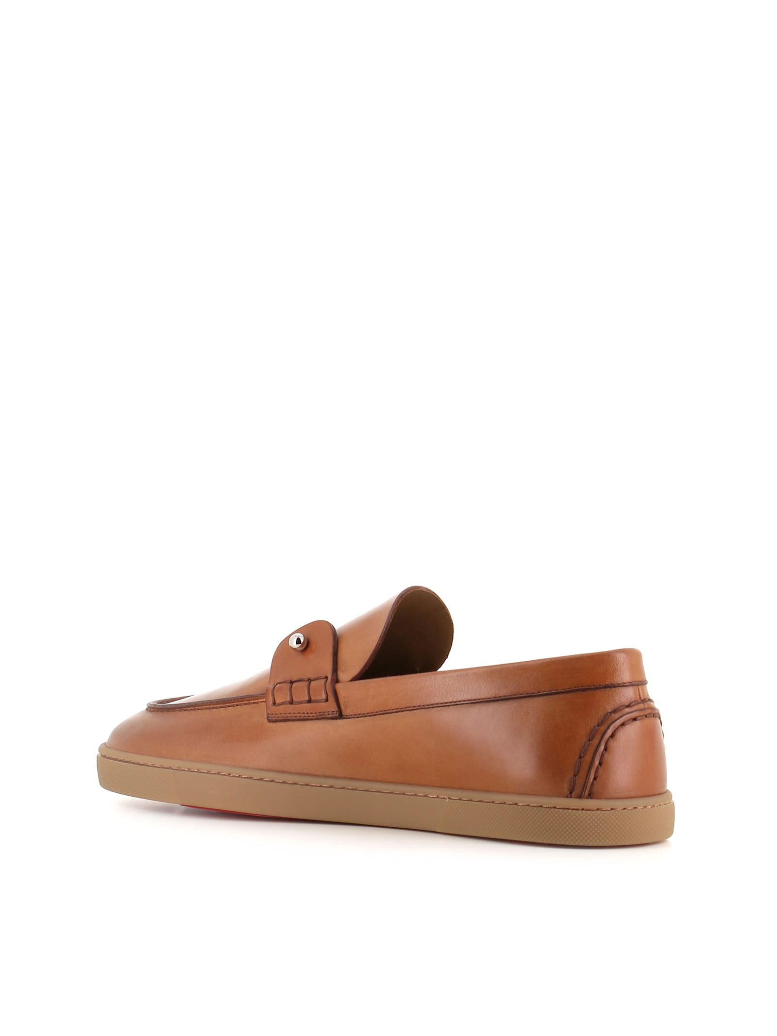 Christian Louboutin Slip-on Chambeliboat Flat In Brown
