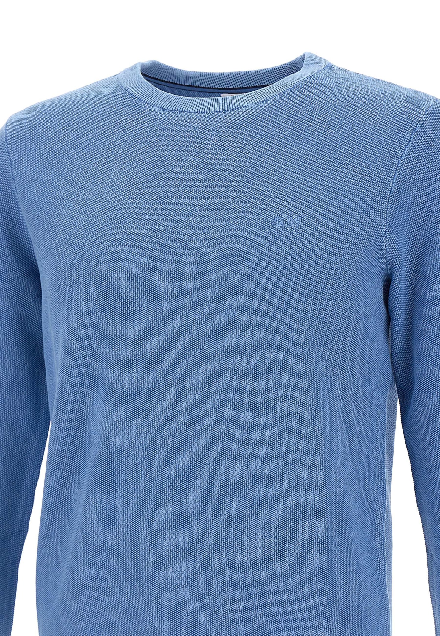 Shop Sun 68 Round Vintage Sweater Cotton In Blue