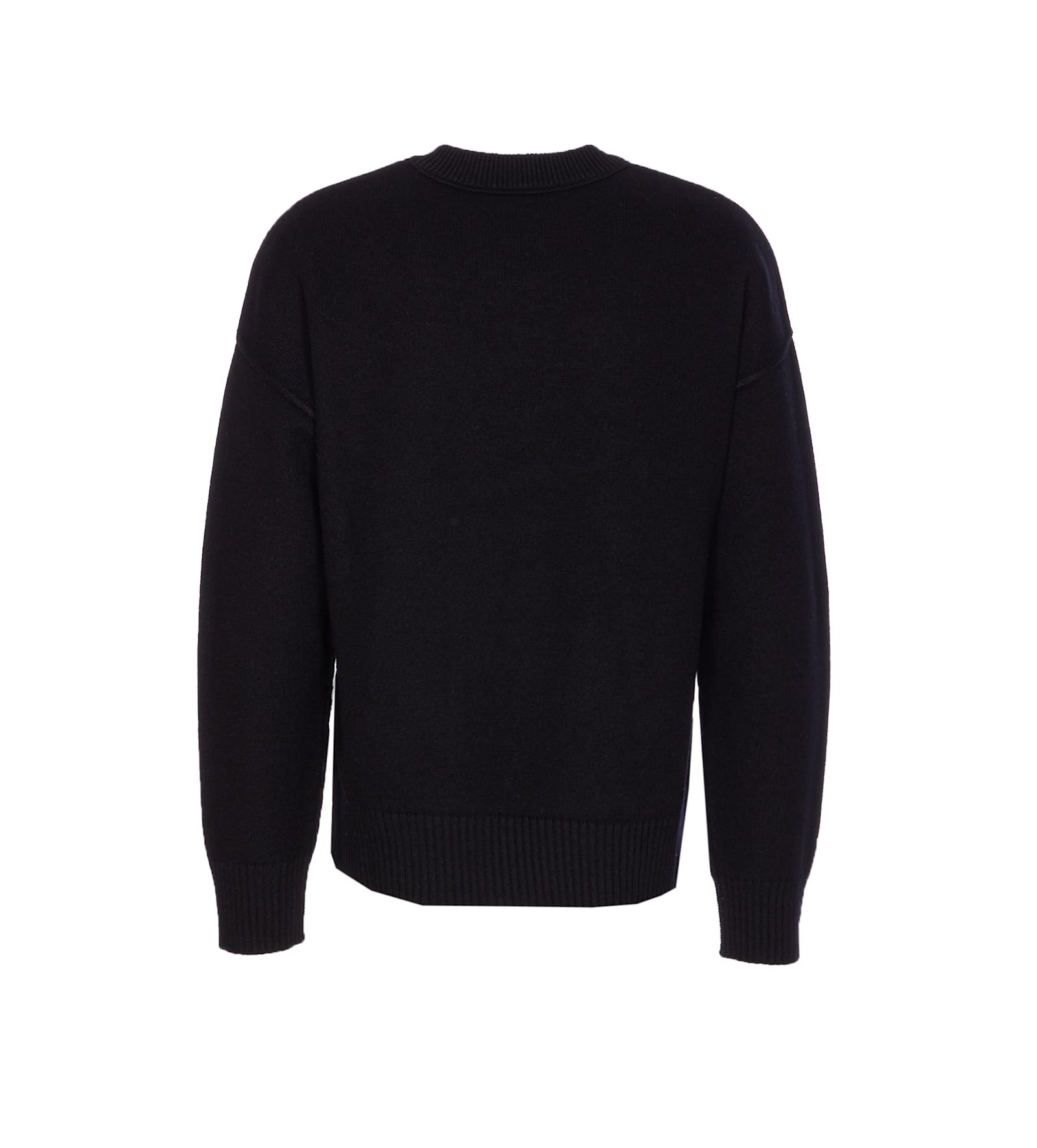 Ami Alexandre Mattiussi Ami Paris Wool Sweater With Heart Intarsia Design In Black