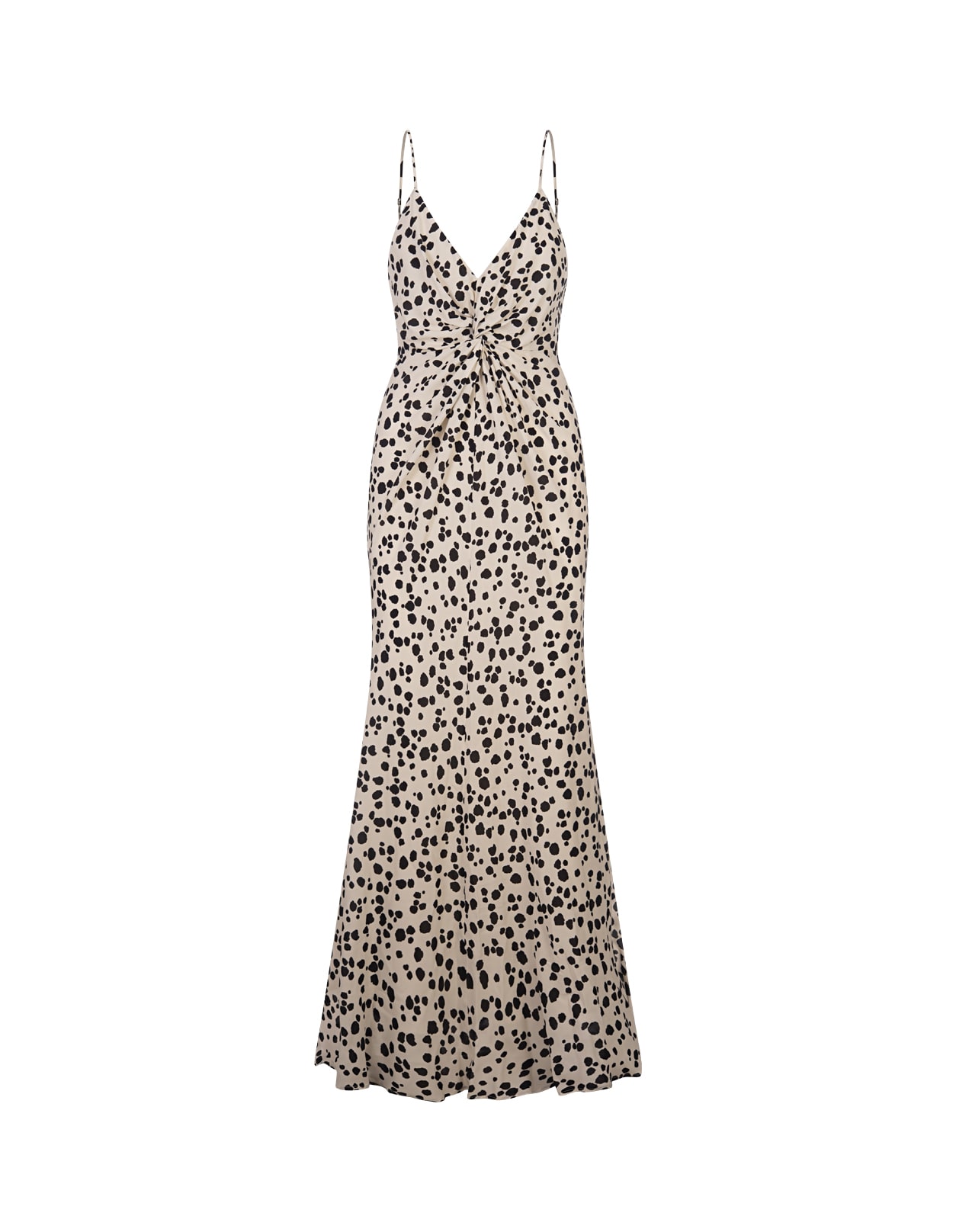 Shop Msgm Printed Viscose Slip Dress With Waist Knot In White