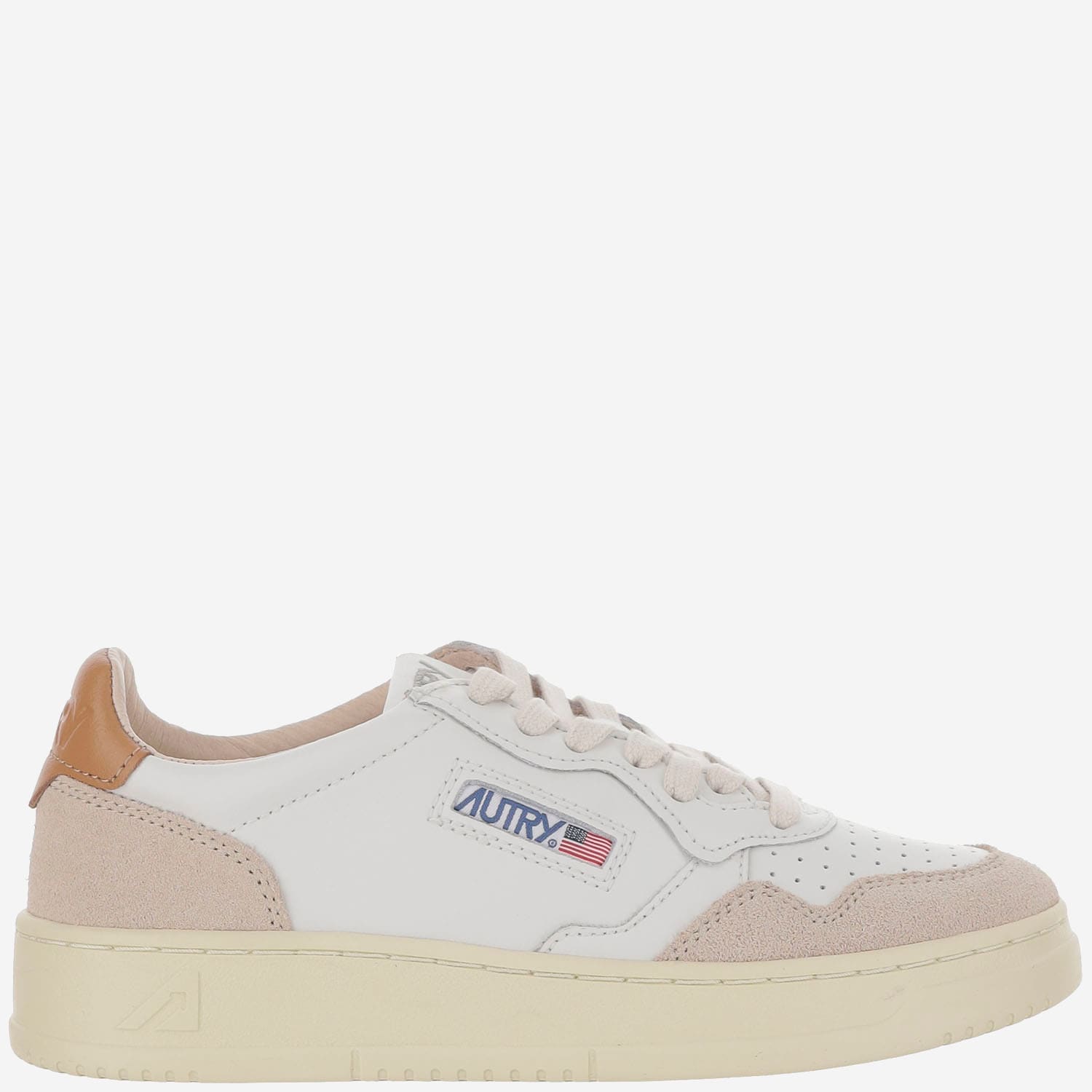 Autry Low-top Sneakers With Suede Inserts And Contrasting Heel In White
