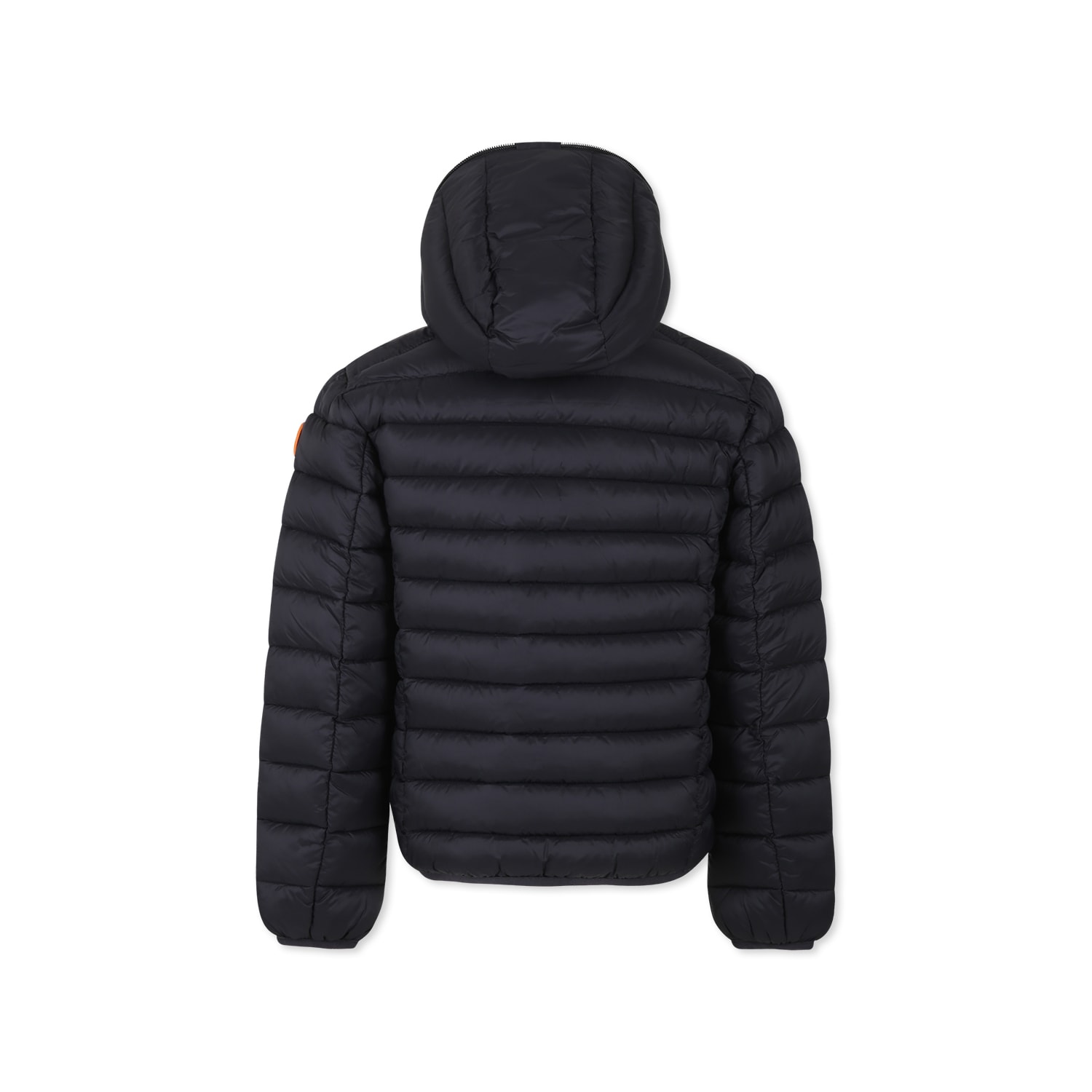 Save The Duck Teen Logo-patch Hooded Puffer Jacket In Black