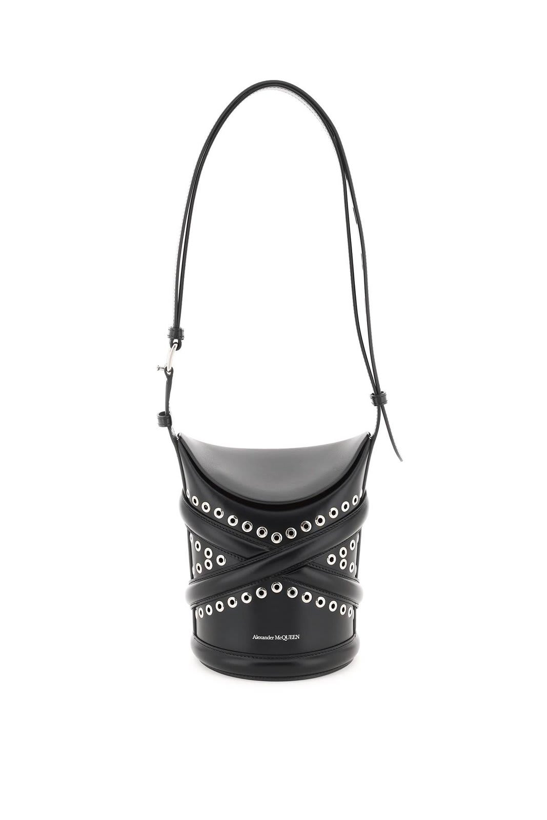 Shop Alexander Mcqueen The Curve Small Bucket Bag In Black