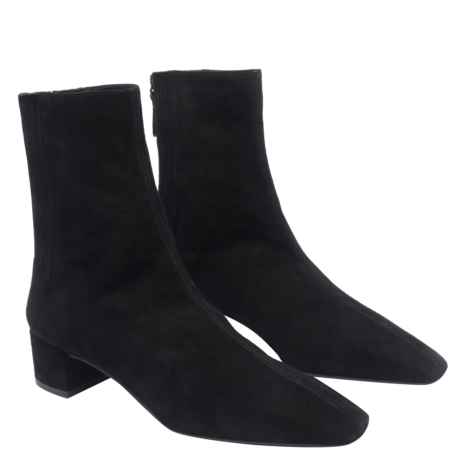 Aquazzura Pointed Toe Suede Ankle Boots With Block Heel