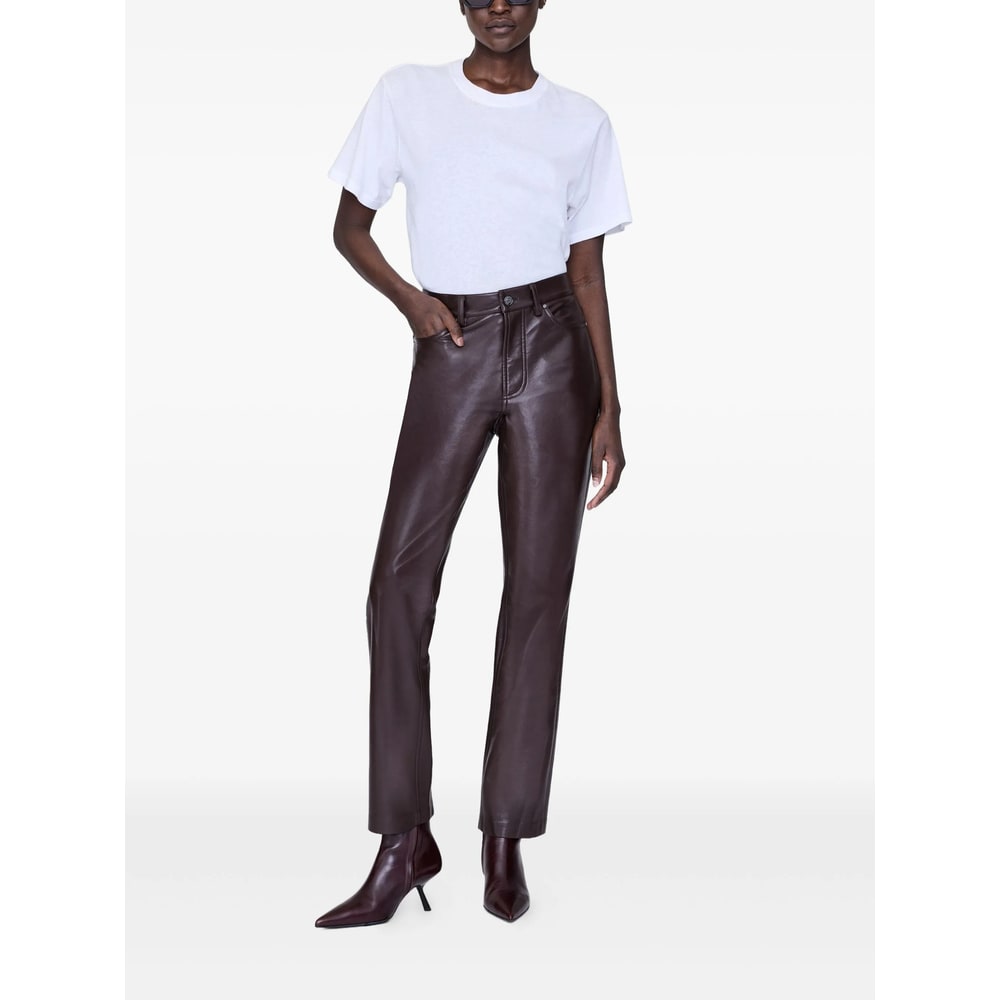 Anine Bing Pantaloni Bruno Donna Marrone Scuro In Black