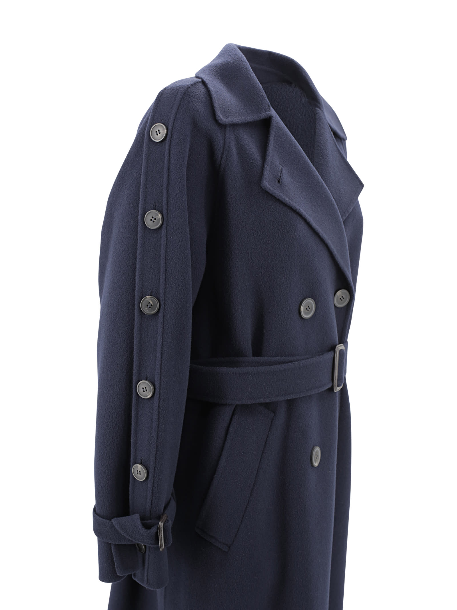 Shop Weekend Max Mara Cappotto Trench In Lana In Blue