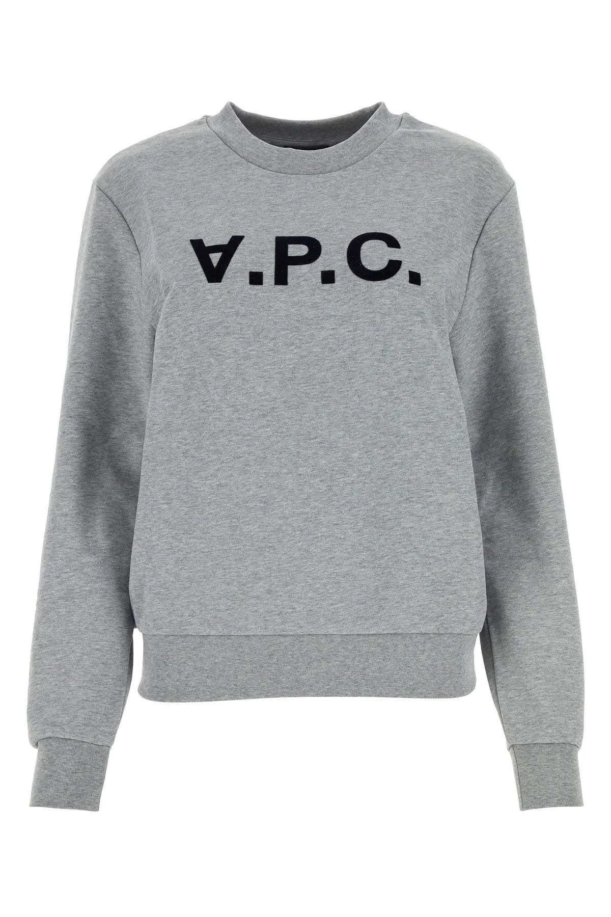 Shop Apc Melange Grey Cotton Sweatshirt