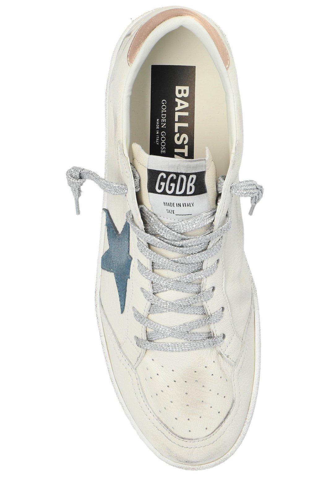 Shop Golden Goose Ball Star Lace-up Sneakers In White