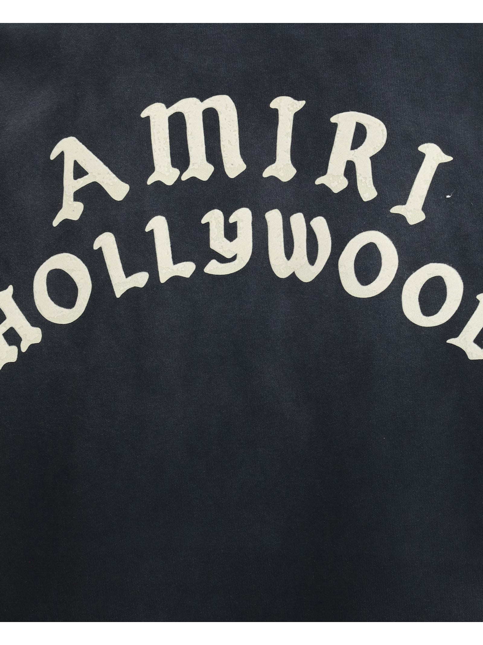Amiri Black Crewneck T-shirt With Logo Lettering On Front And Rear In Blue