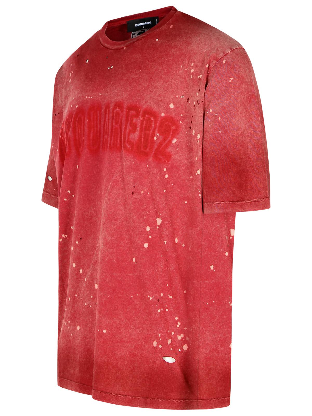 Shop Dsquared2 Red Cotton T-shirt In Cherry Pop