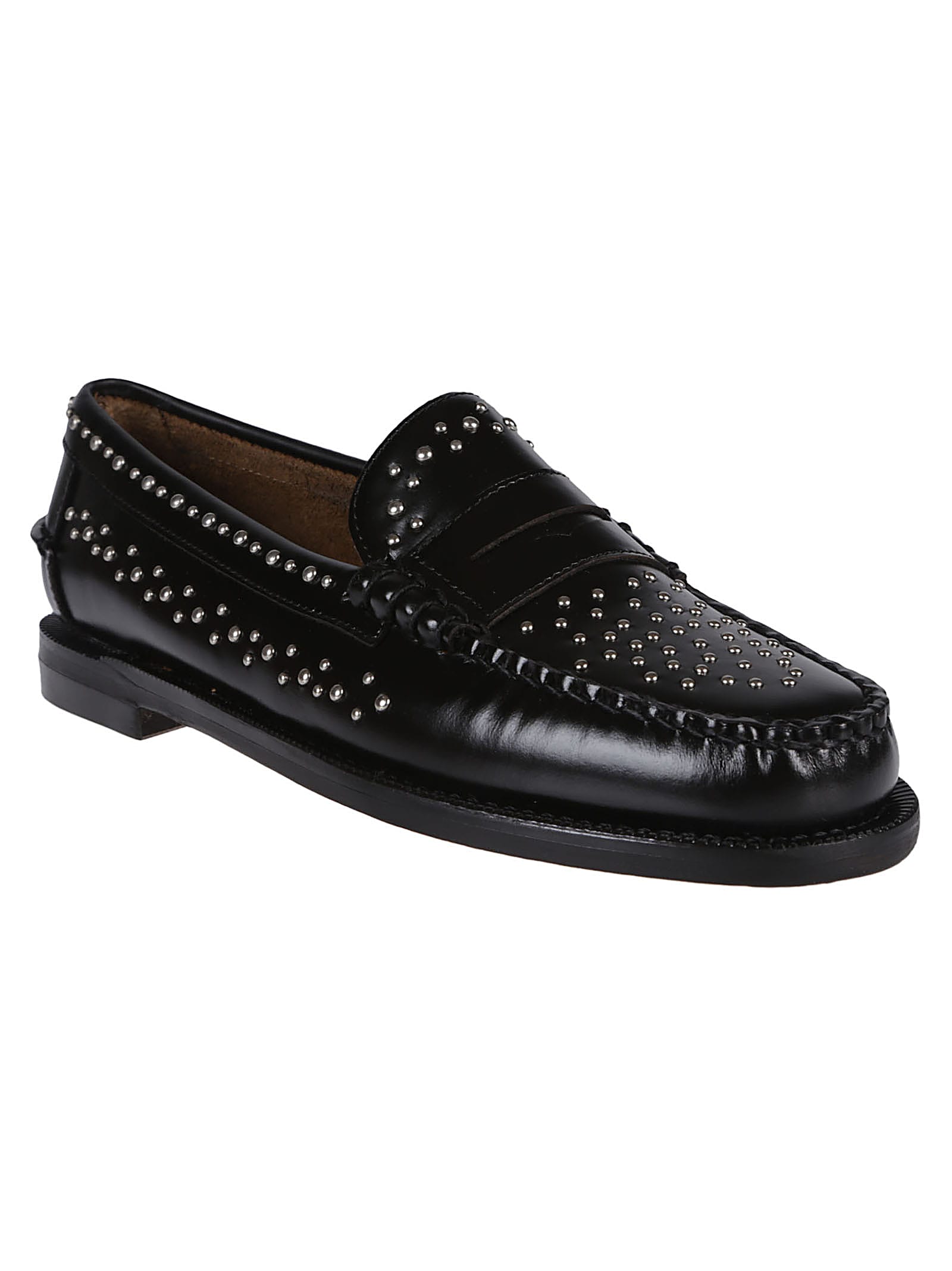 Shop Sebago Dan Studs Loafers In Black