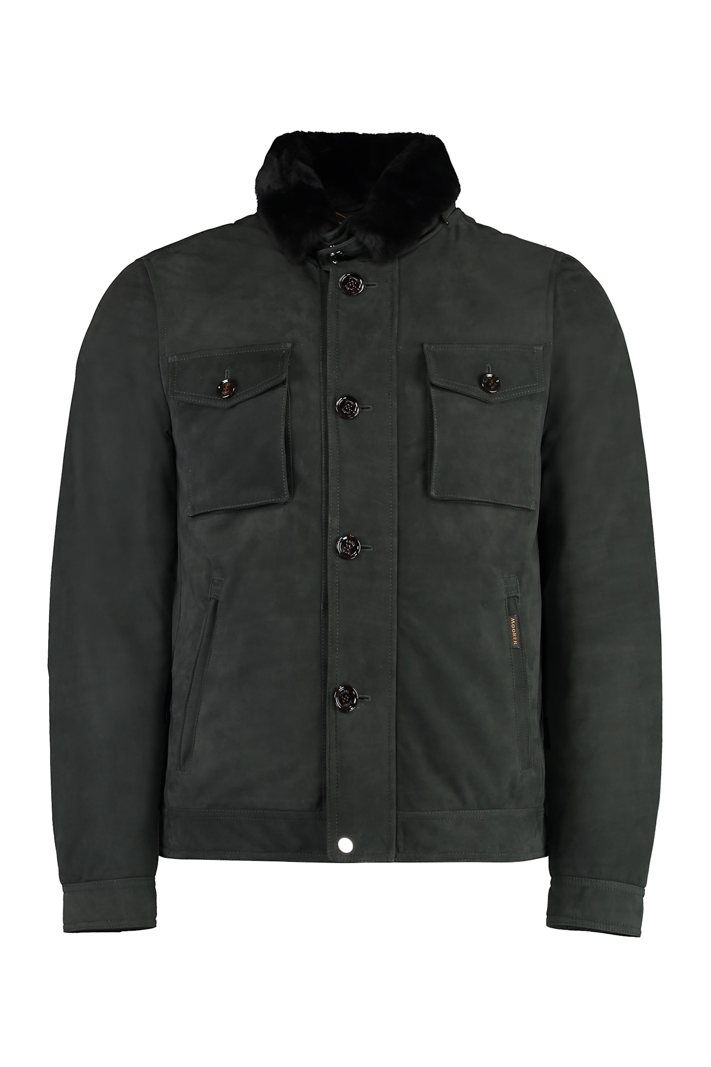 Moorer Fur-collar Buttoned Jacket In Black