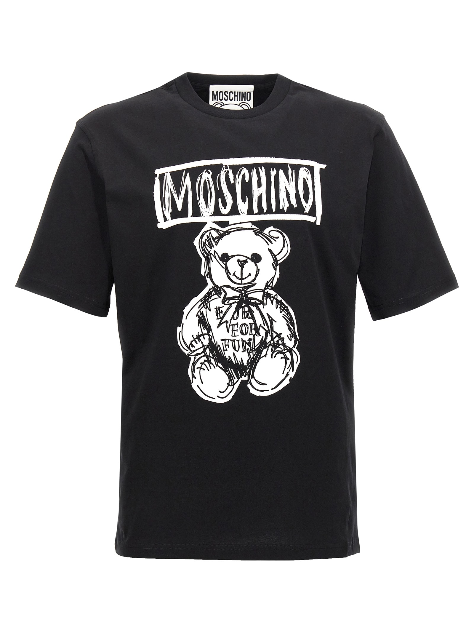 Shop Moschino Logo Print T-shirt In White/black