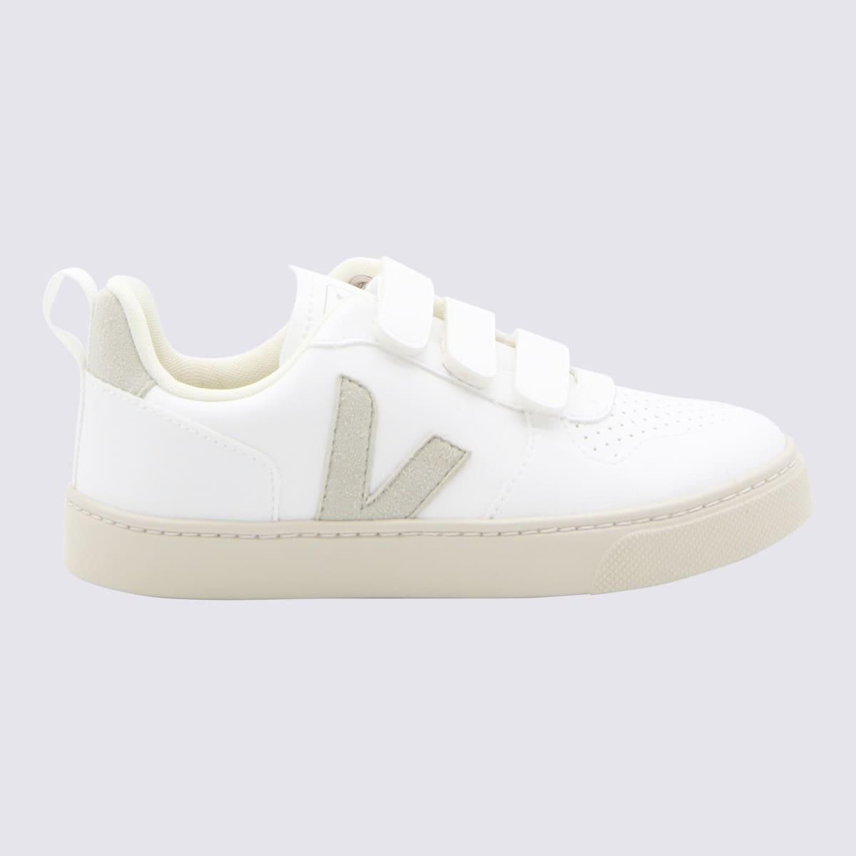 Shop Veja White And Natural Leather V-10 Sneakers In White/natural