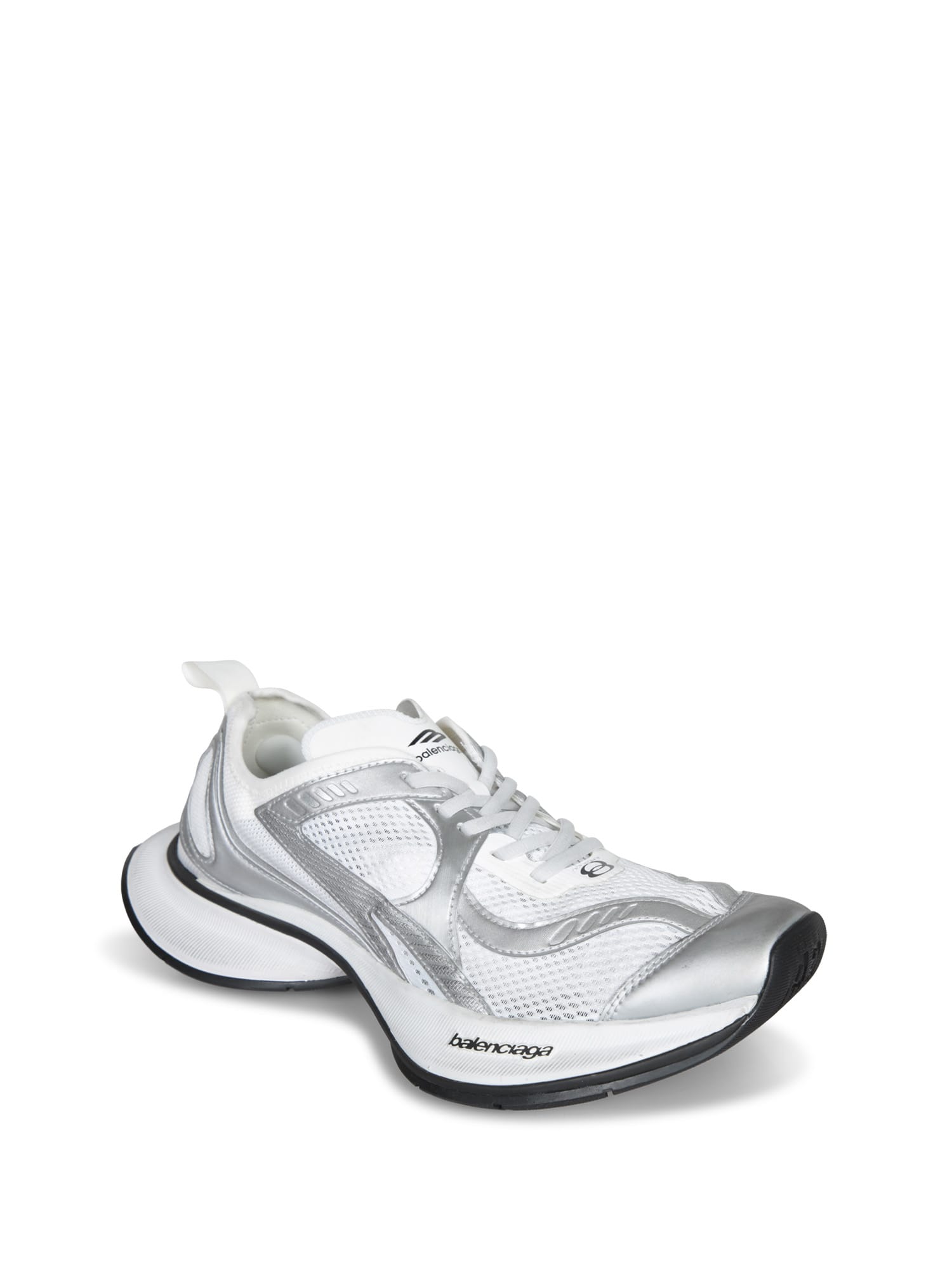 Balenciaga 'circuit' Grey Sneakers With Logo On The Sole And Back In Tech Fabric Blend Man In Silver
