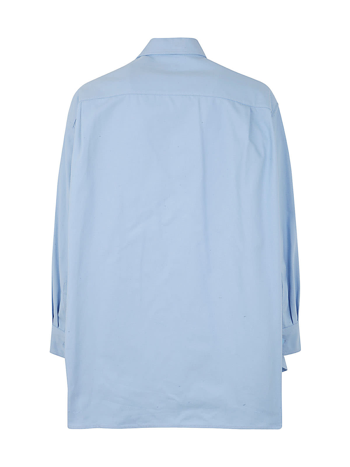 Shop Raf Simons Oversized Denim Shirt With Leather Patch In Light Blue