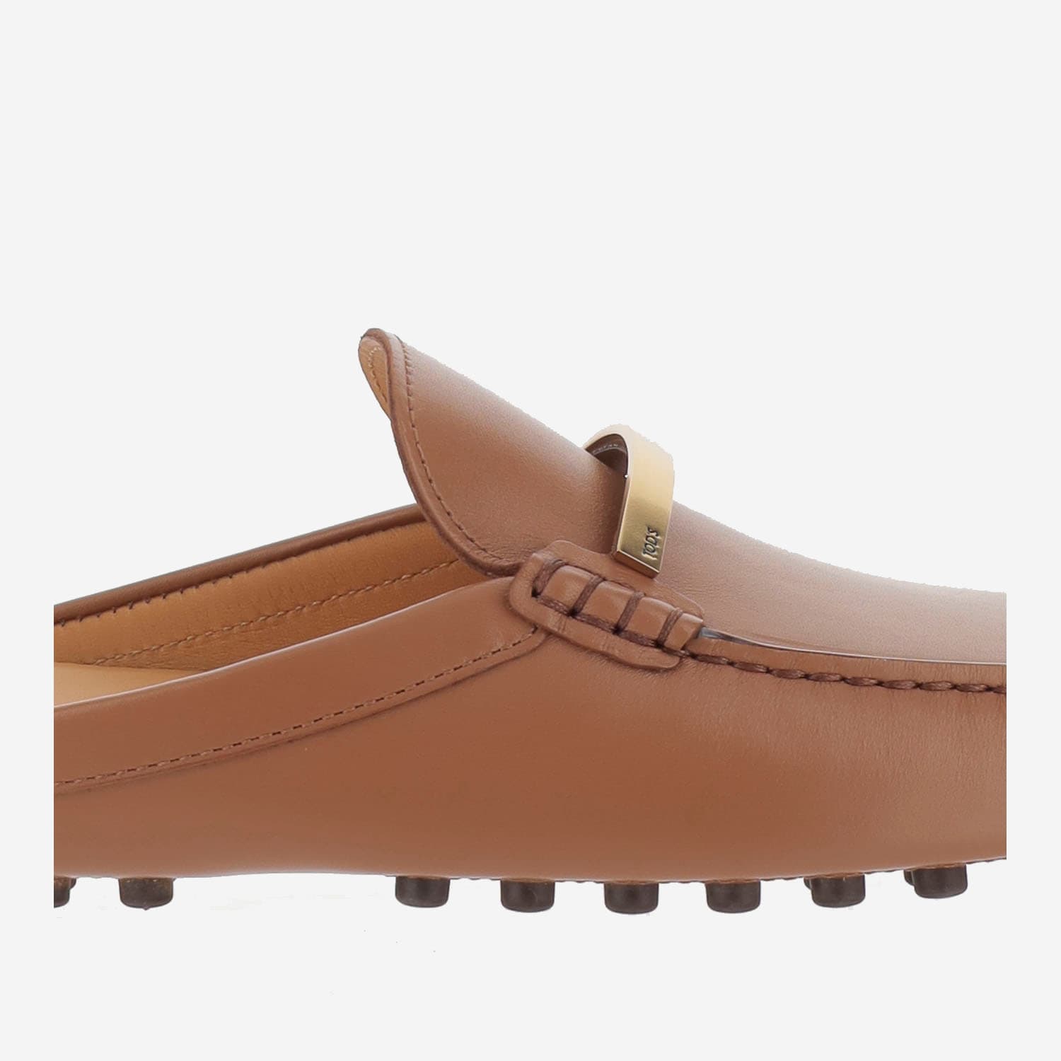 Shop Tod's Leather Gommino Sabot In Beige