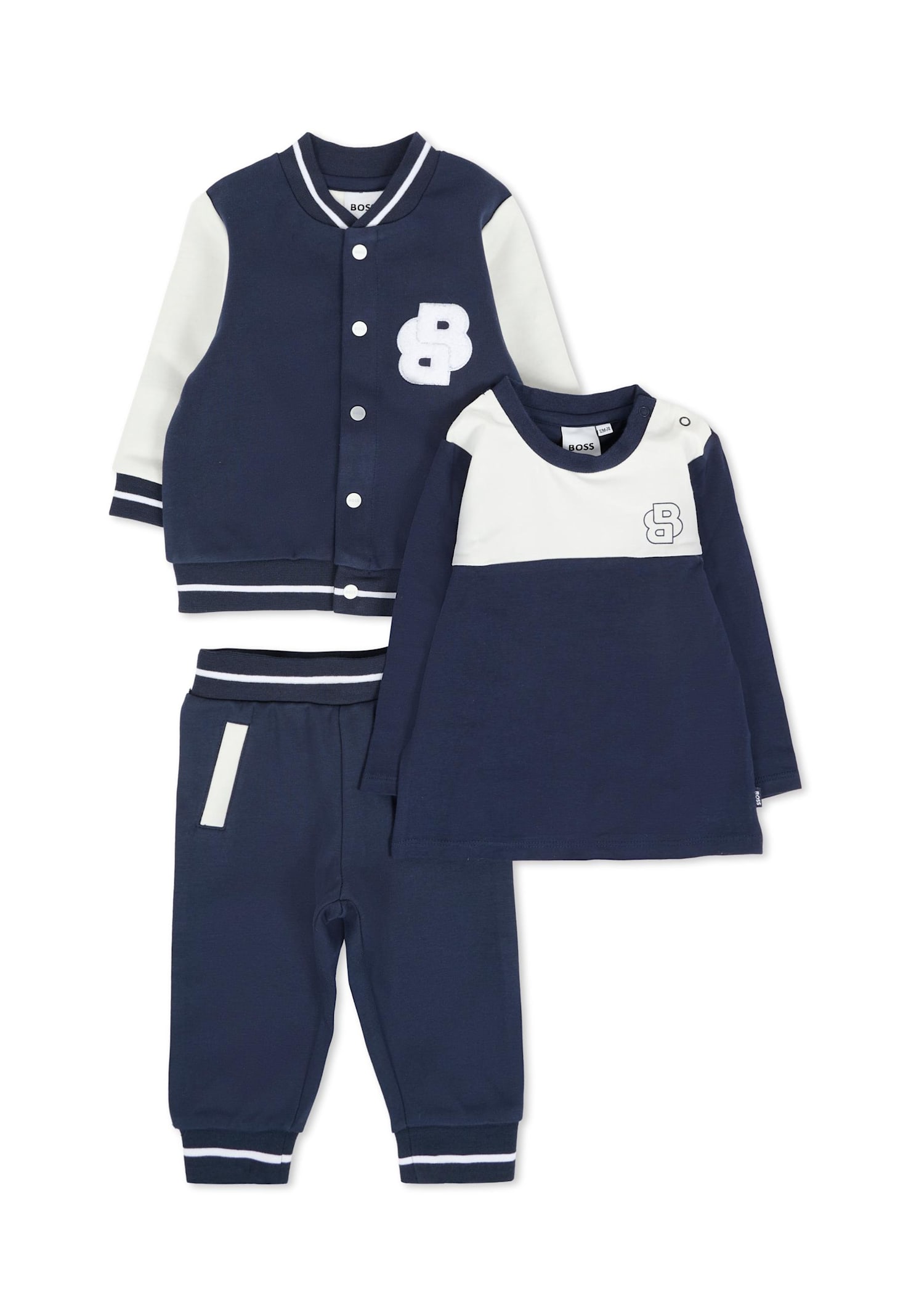 Hugo Boss Blue Babygrow For Baby Boy With Logo In Blue