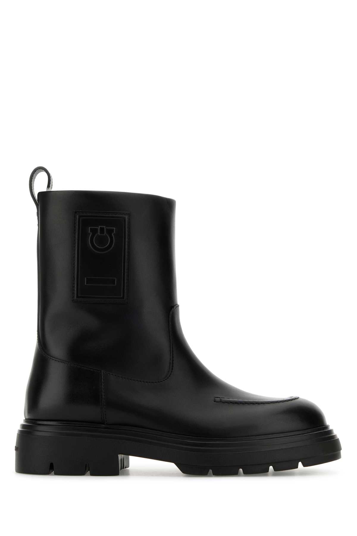 Shop Ferragamo Black Leather Tirba Ankle Boots In Nero