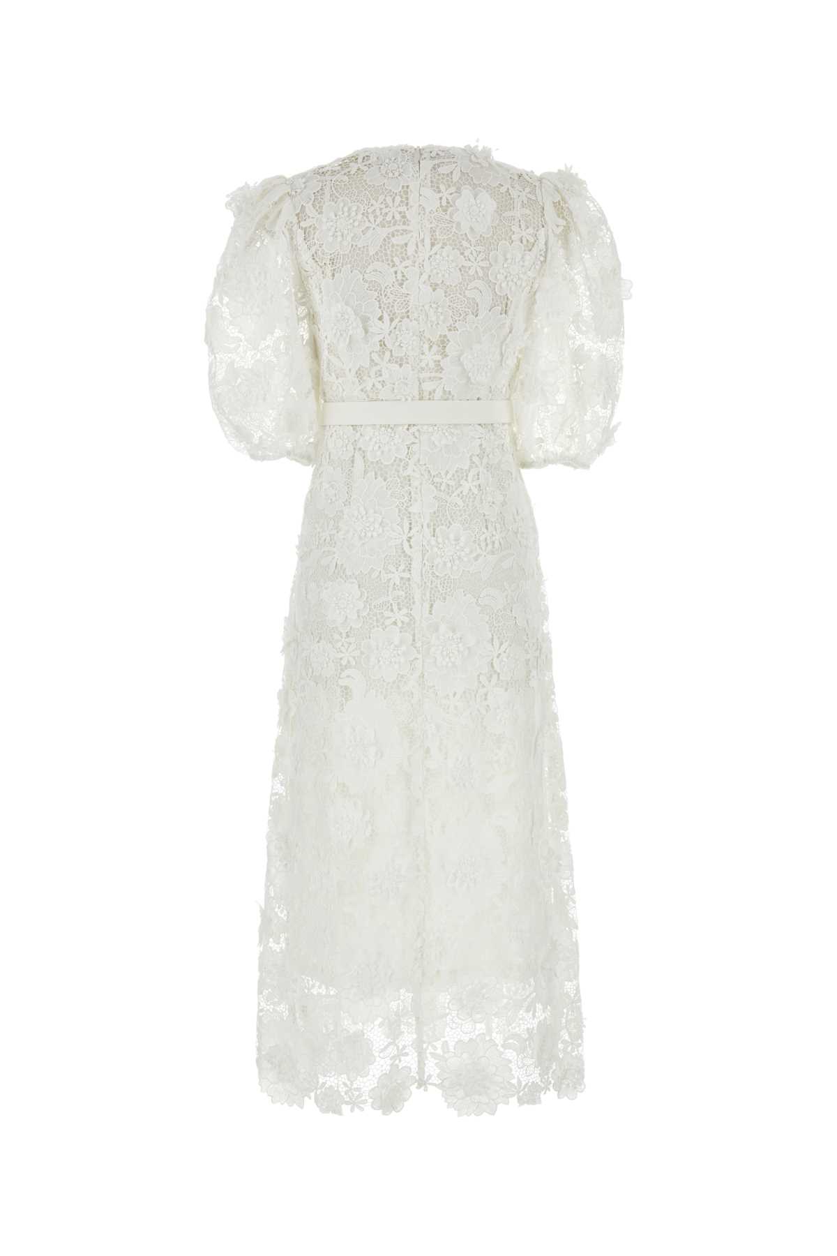 Shop Zimmermann White Macrame Lace Halliday Dress In Ivory