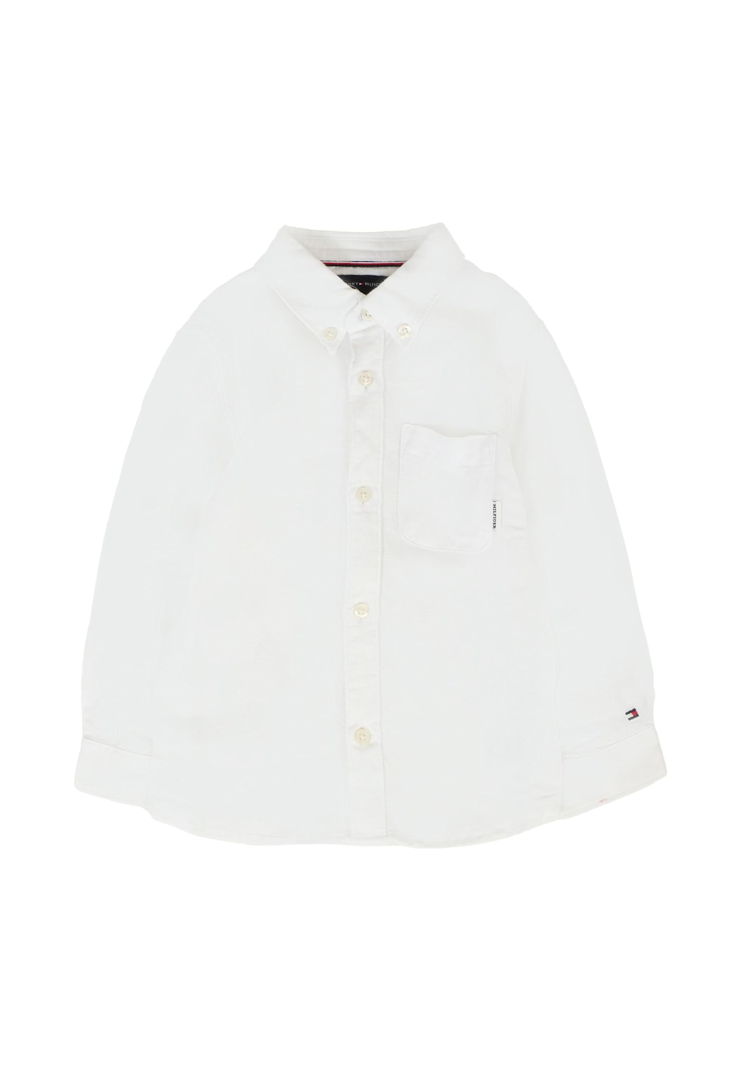 Tommy Hilfiger White Shirt For Baby Boy With Flag In White