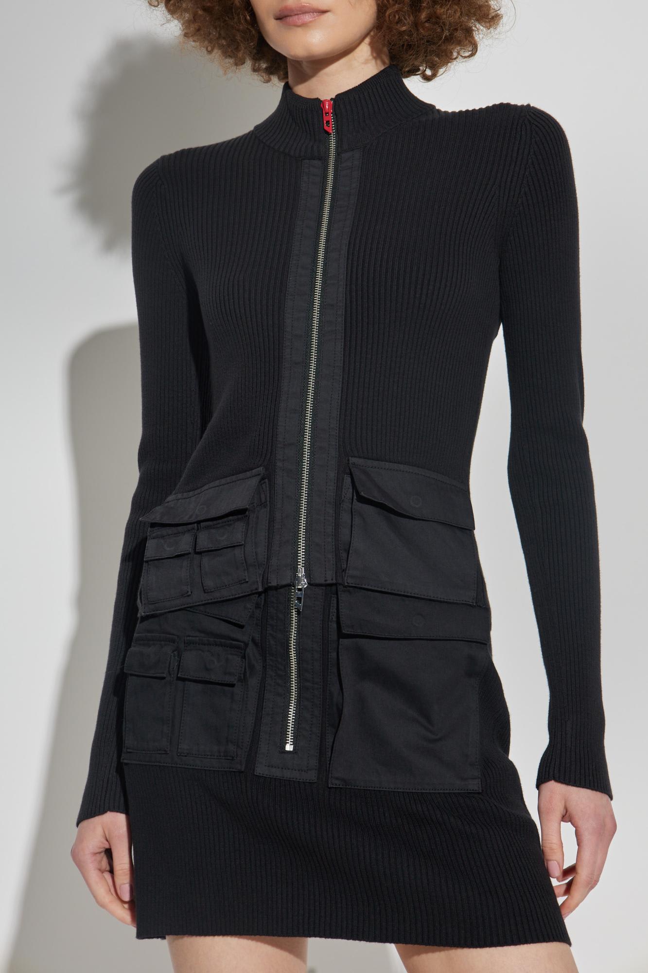 Diesel M-melissa Ribbed Zip-front Top In Black