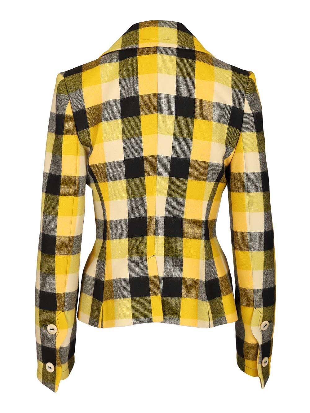 Vivienne Westwood Georgia Jacket Check Wool Pixel-check 44 Women In Yellow