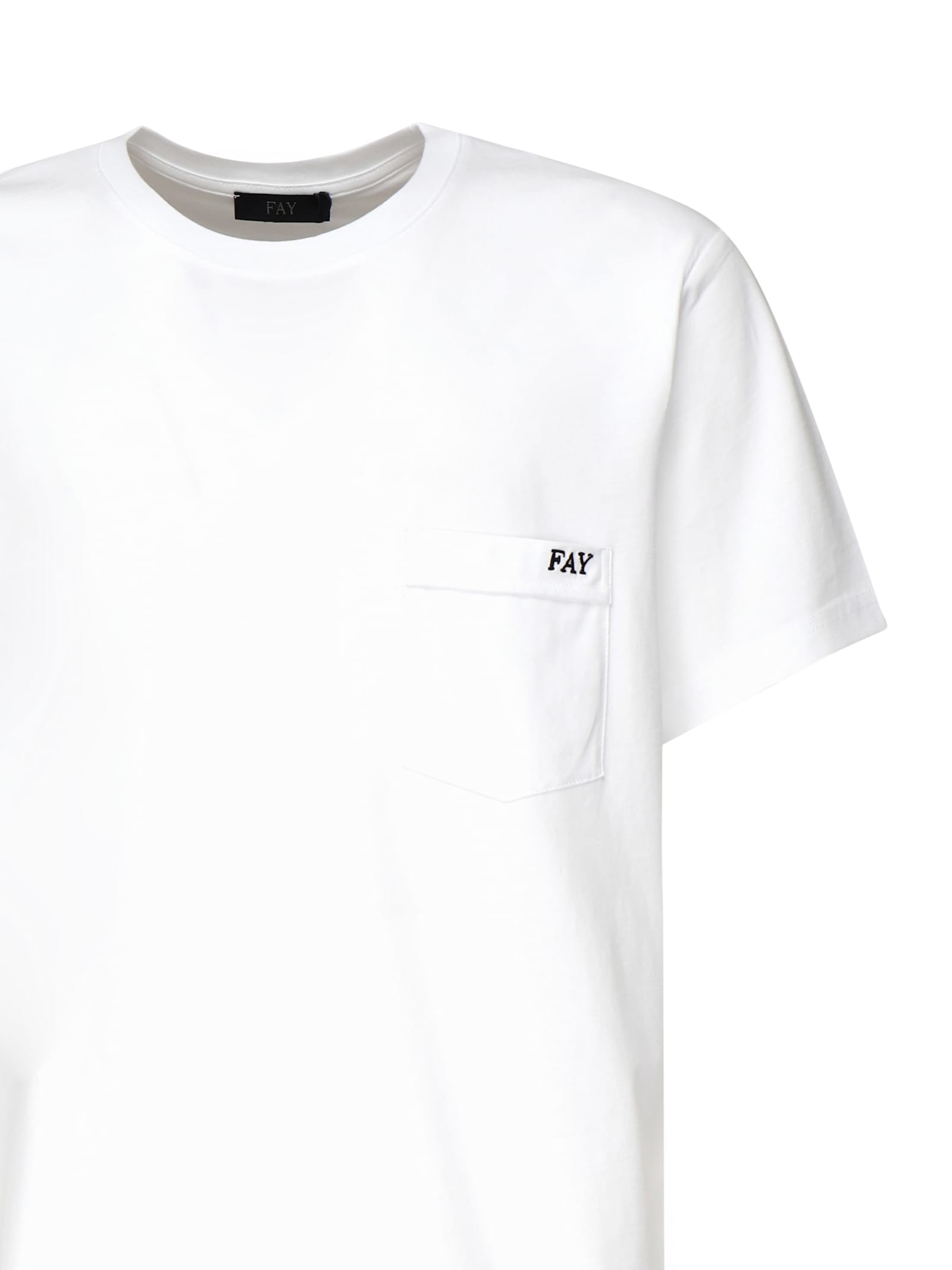 Fay T-shirt With Embroidered Logo In White