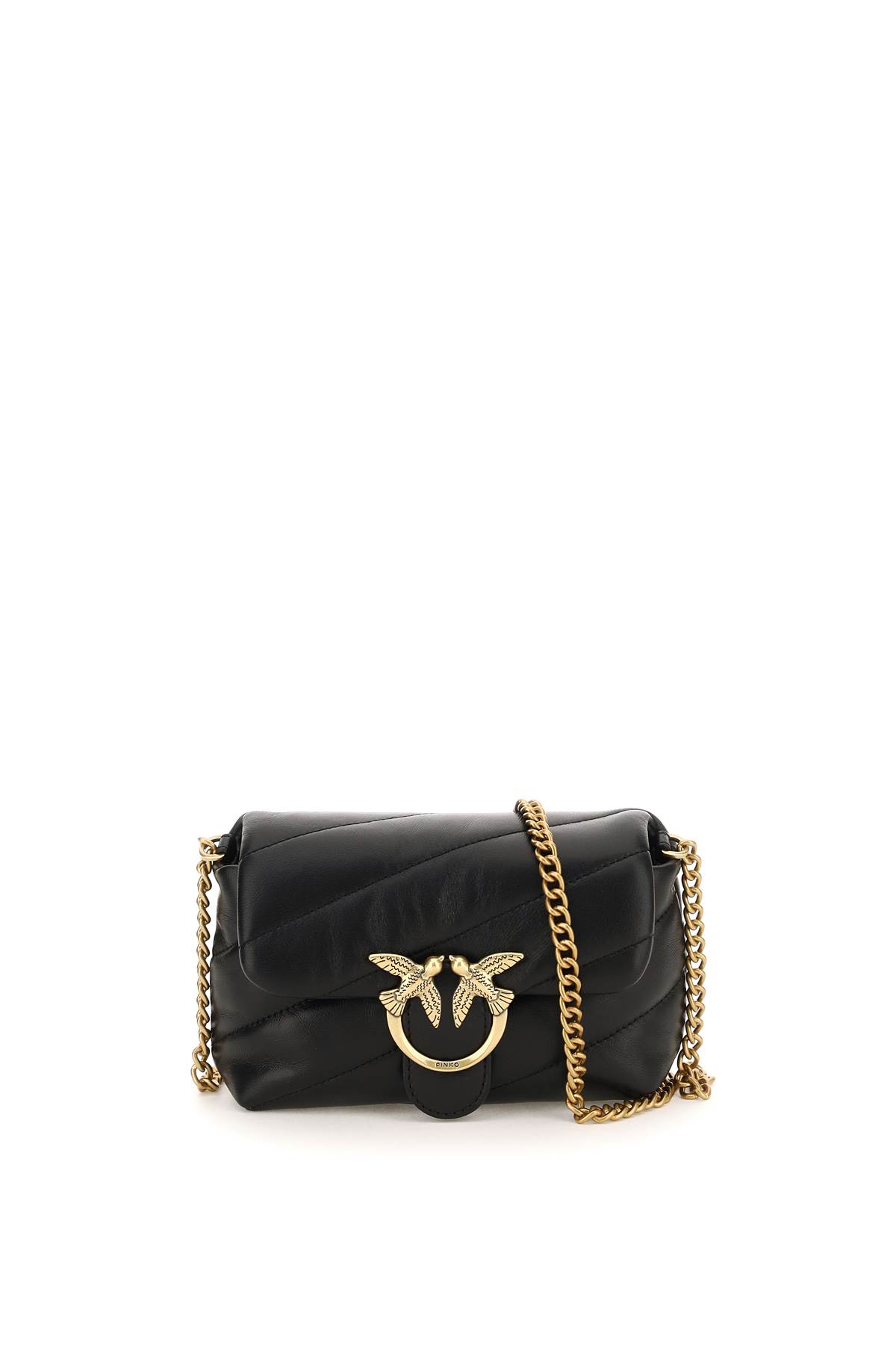 Shop Pinko Love Baby Puff Quilt Bag In Nero-antique Gold (black)