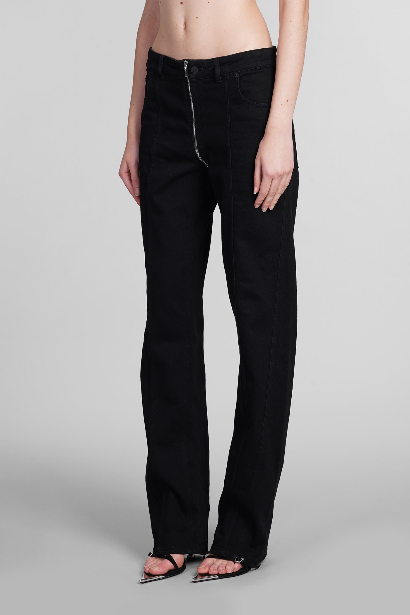 Mugler Jeans In Black Denim In Black