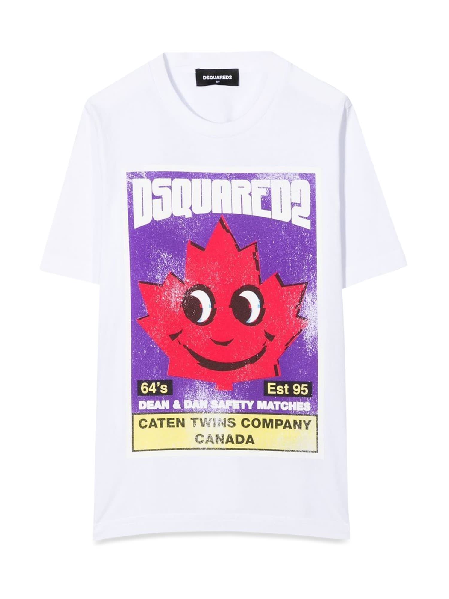 Dsquared2 Front Logo And Leaf Print T-shirt