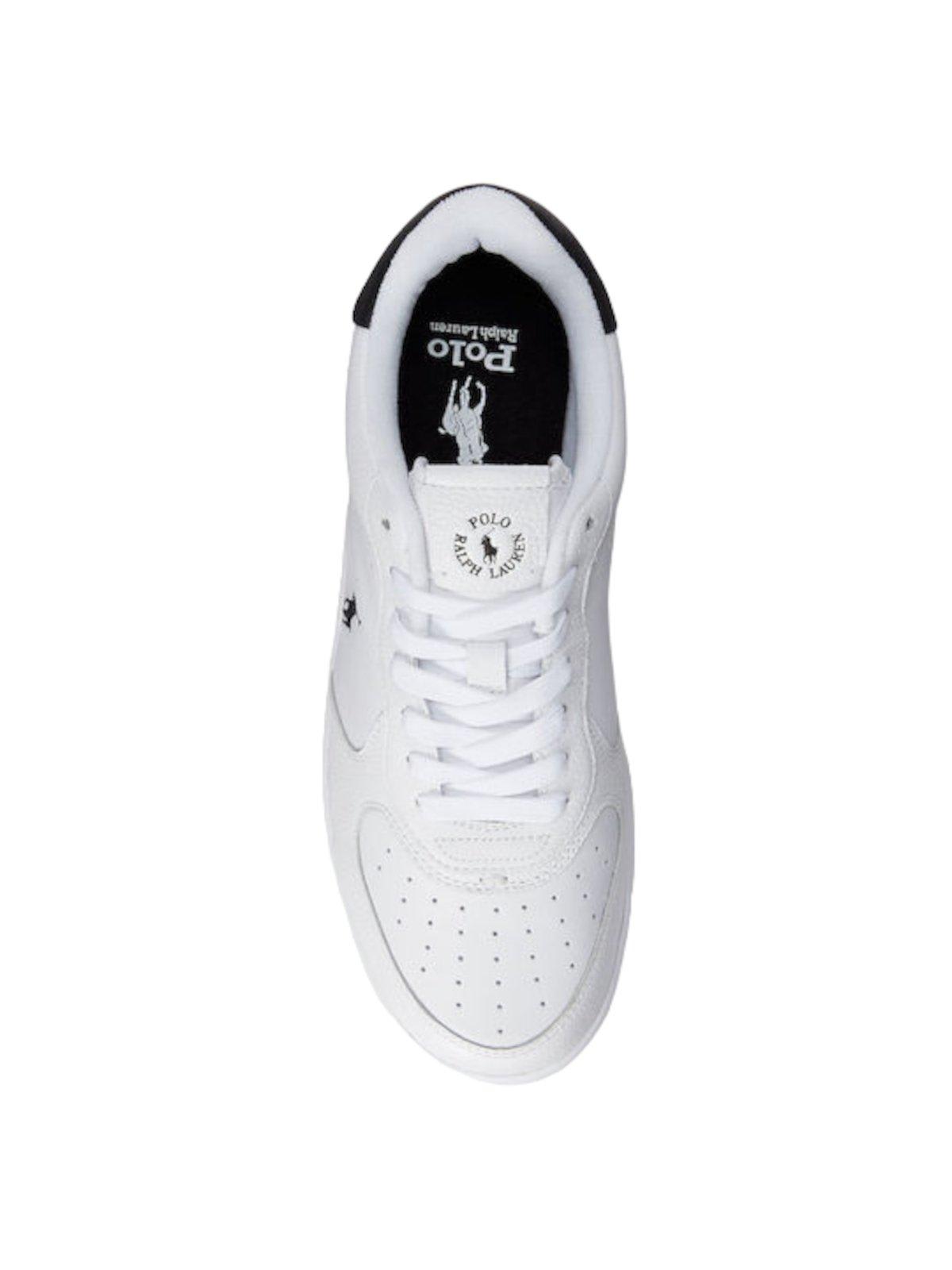Shop Polo Ralph Lauren Logo Printed Low-top Sneakers In White/blue