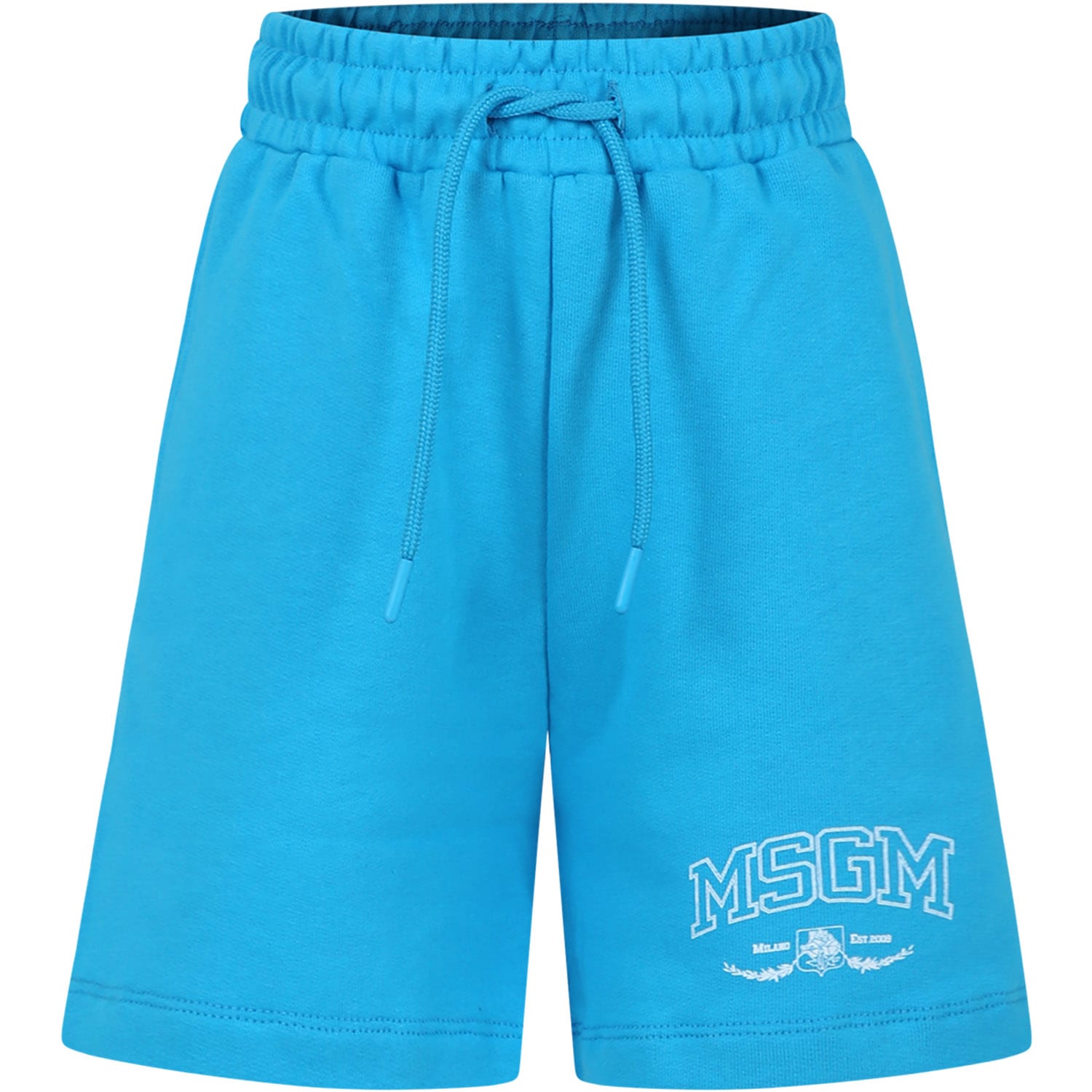 Msgm Kids' Light Blue Shorts For Boy With Logo