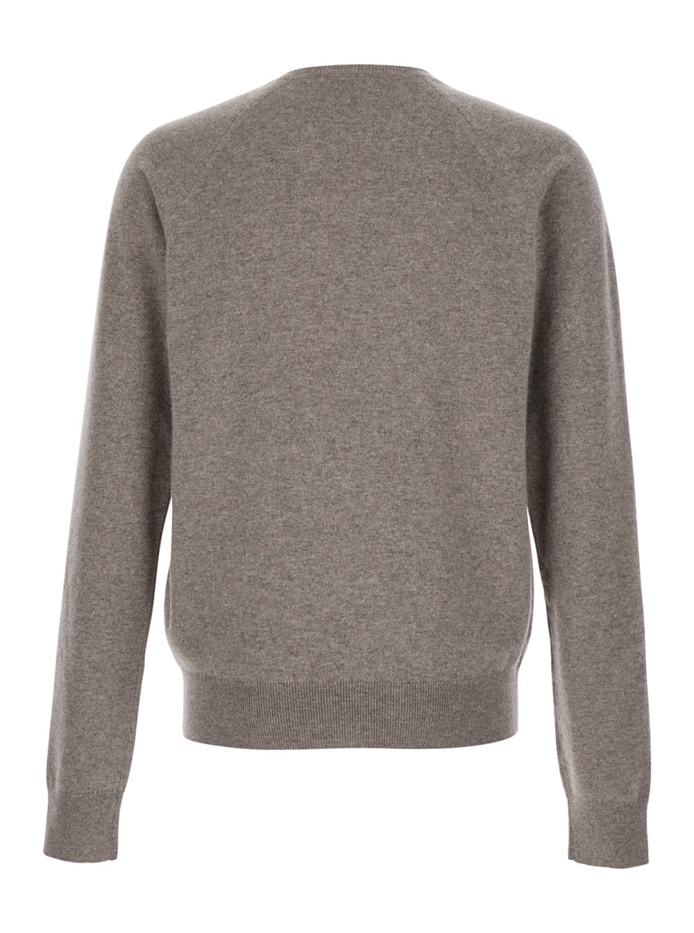 Shop Saint Laurent Beige Crewneck Sweater With Cassandre In Cashmere Man In Brown