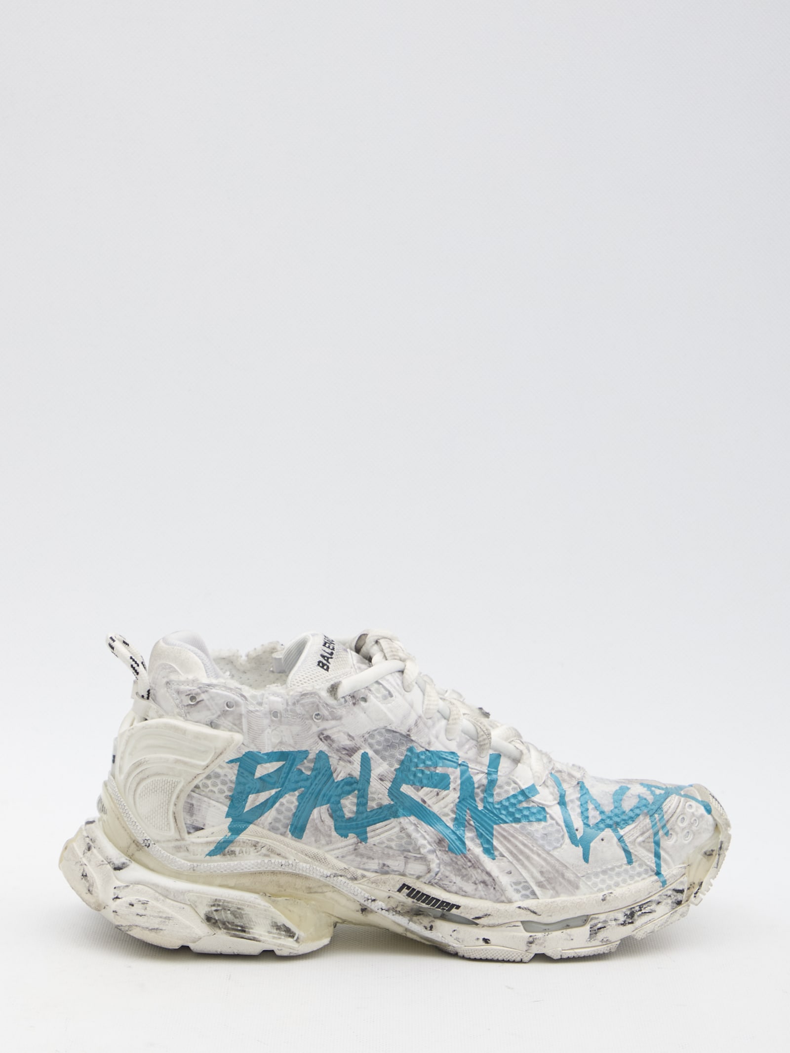 Shop Balenciaga Runner Graffiti Sneakers In White