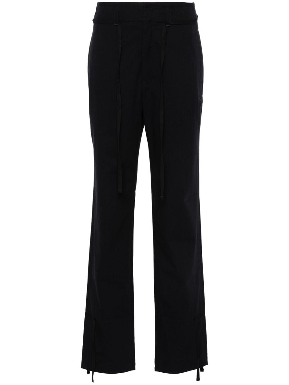 Lemaire Cotton Twill Drawstring Trousers With Dart Detailing In Black