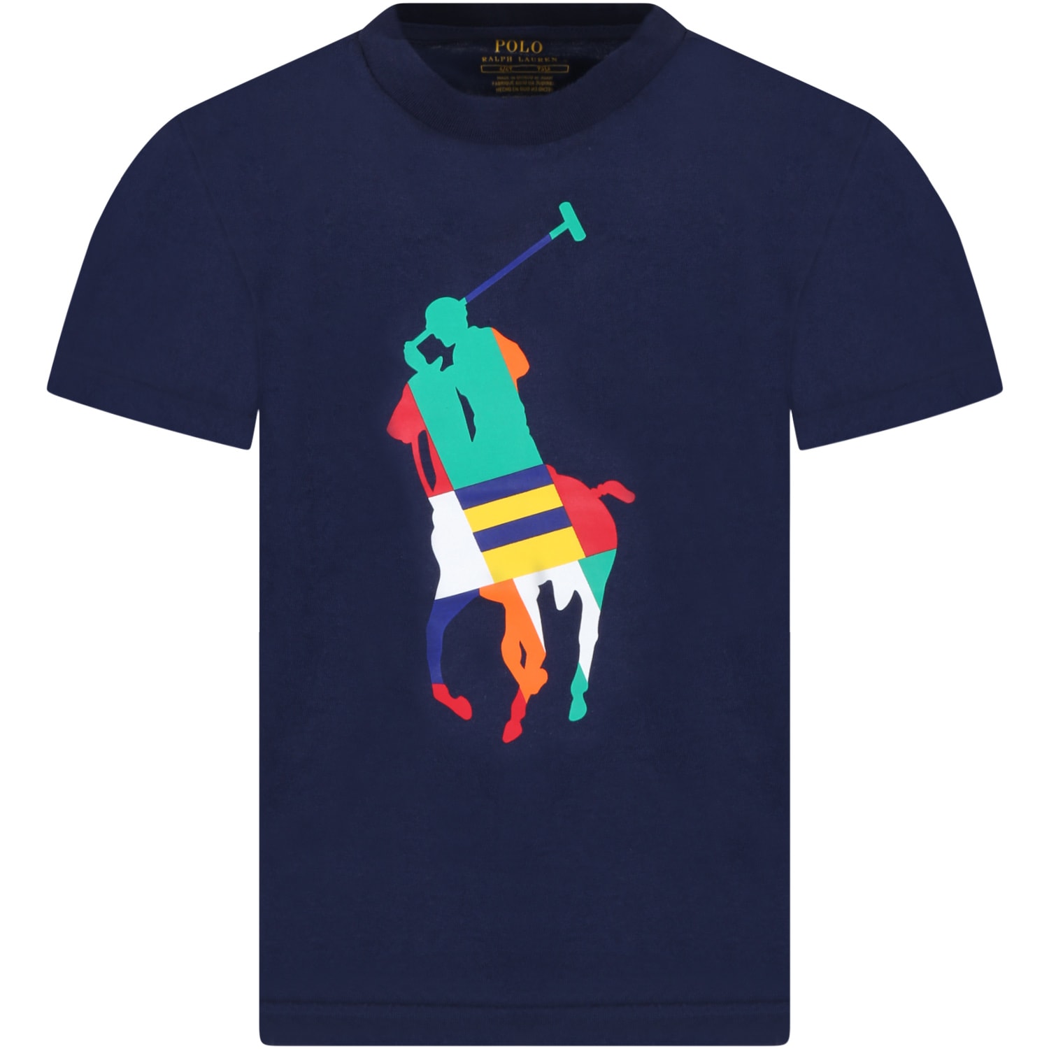 Ralph Lauren Blue T-shirt For Kids Witth Pony Logo