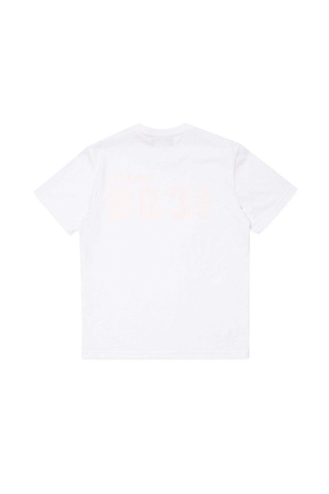 Shop Dsquared2 Icon-printed Crewneck T-shirt In White + Orange Fluo