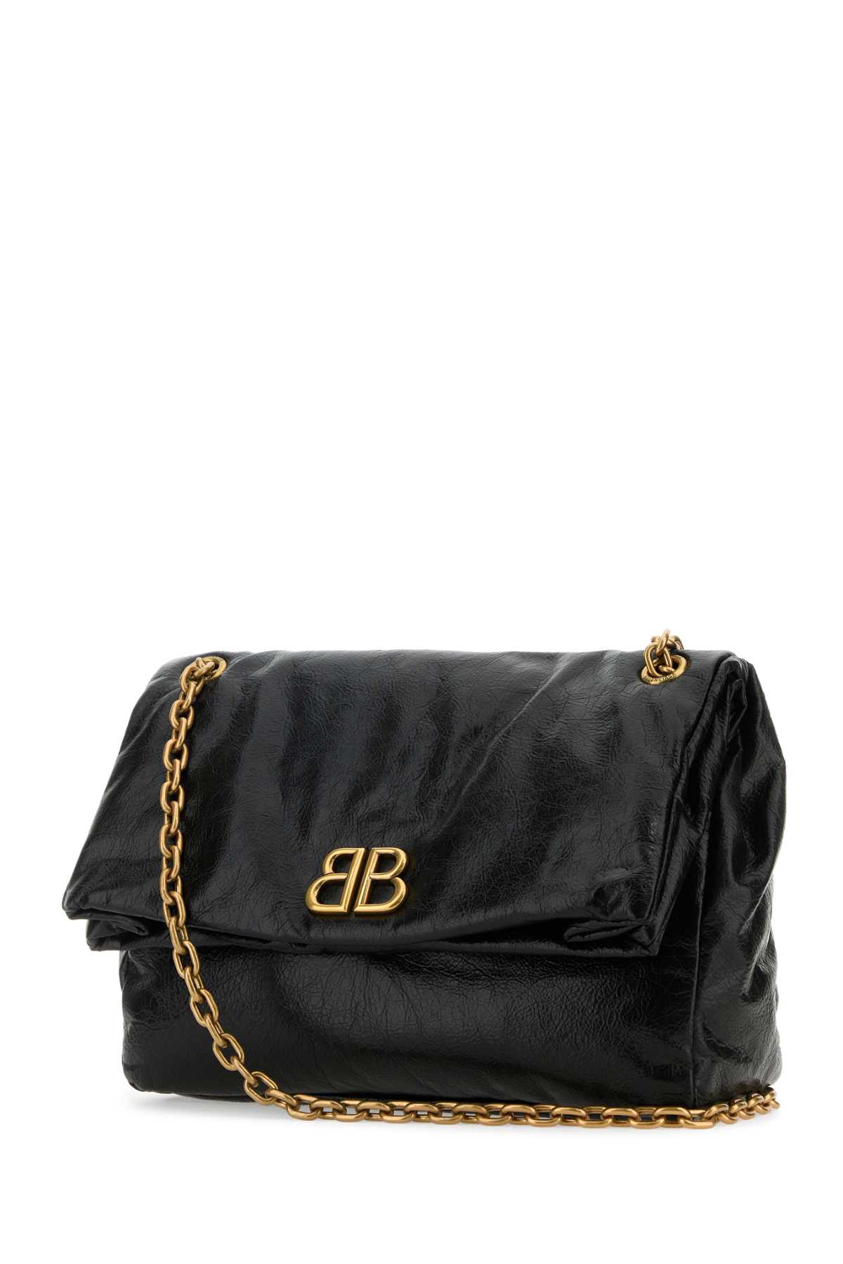 Shop Balenciaga Black Leather Medium Monaco Shoulder Bag