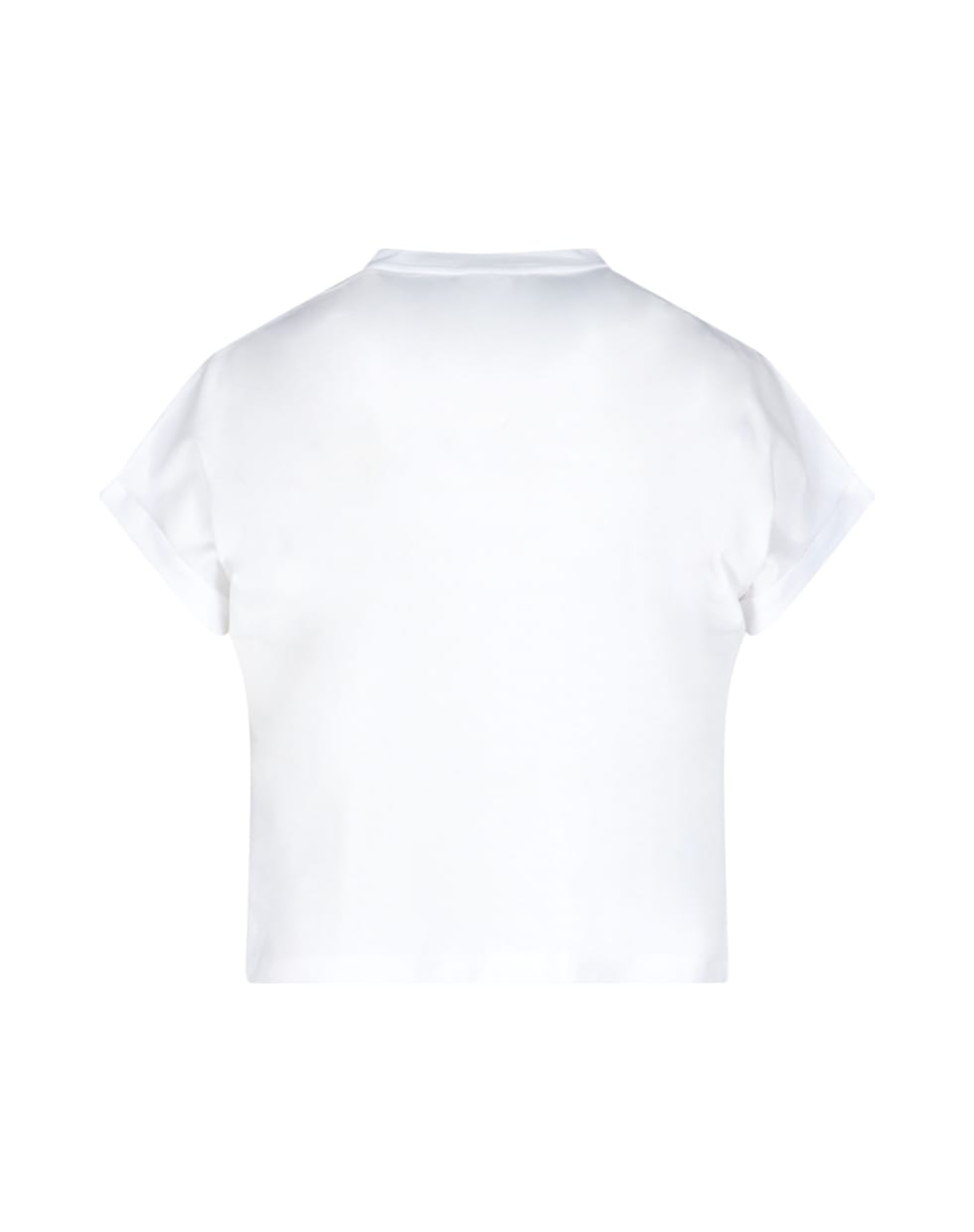 Shop Balmain Flock Detail Cropped T-shirt In Gab Blanc Noir