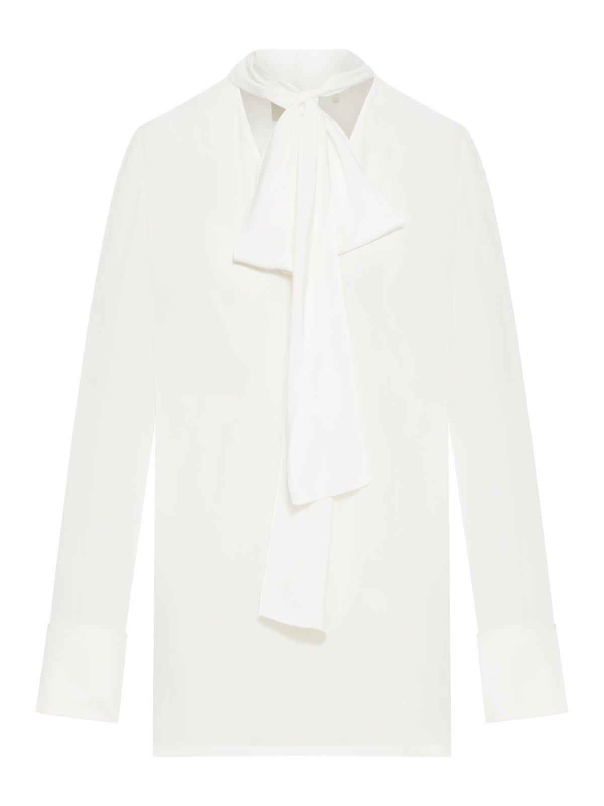 Shop Sportmax Pussy-bow Long-sleeved Top In White