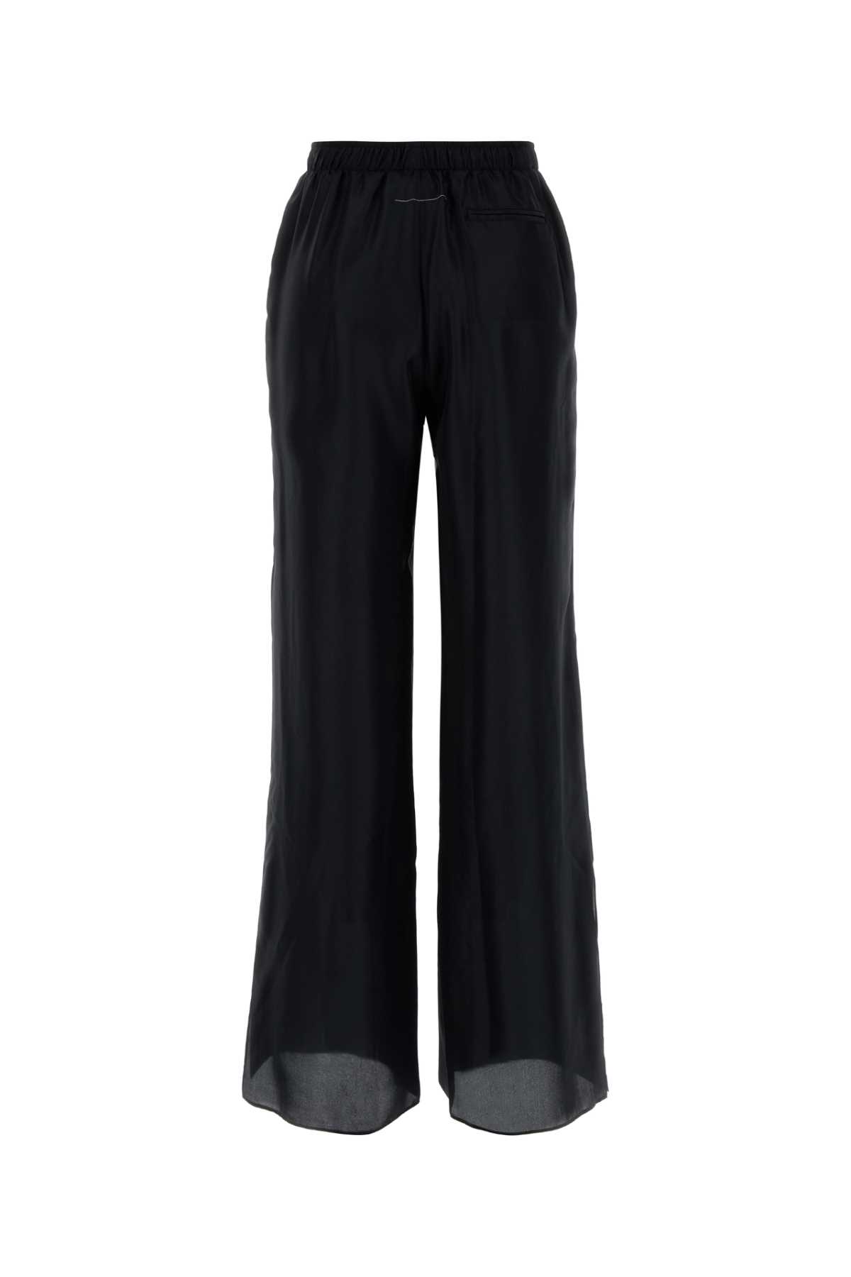 Mm6 Maison Margiela Relaxed Fit Silk Pants With Button Placket In Black